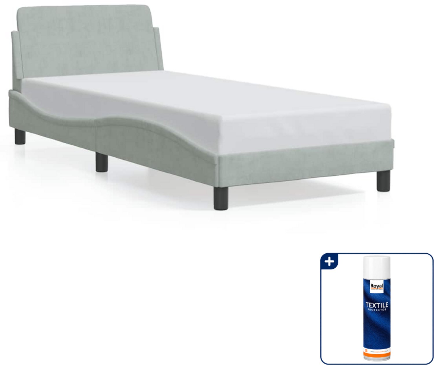 vidaXL Dover bedframe - 90 x 190 cm - fluweel - lichtgrijs - Inclusief textielbeschermer 500 ml