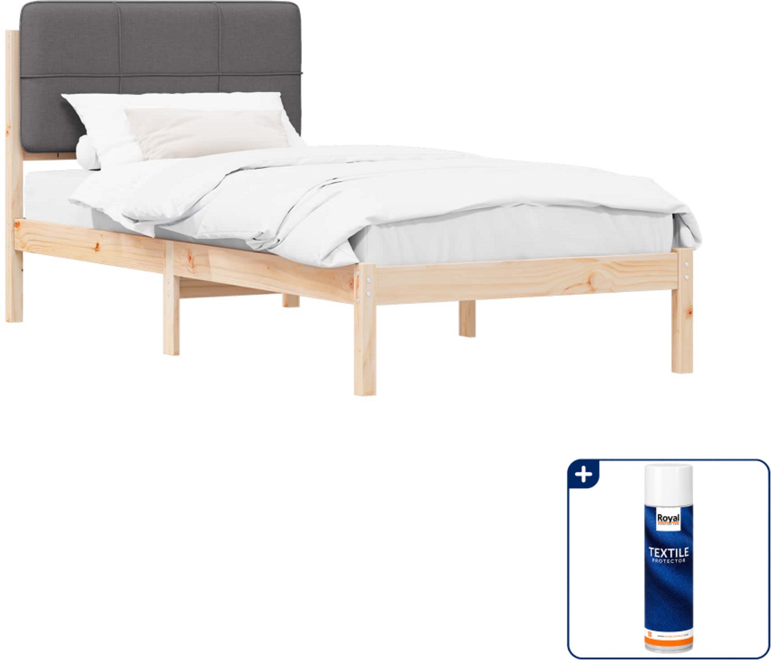 vidaXL bedframe - 80 x 200 cm - donkergrijs - Inclusief textielbeschermer 500 ml