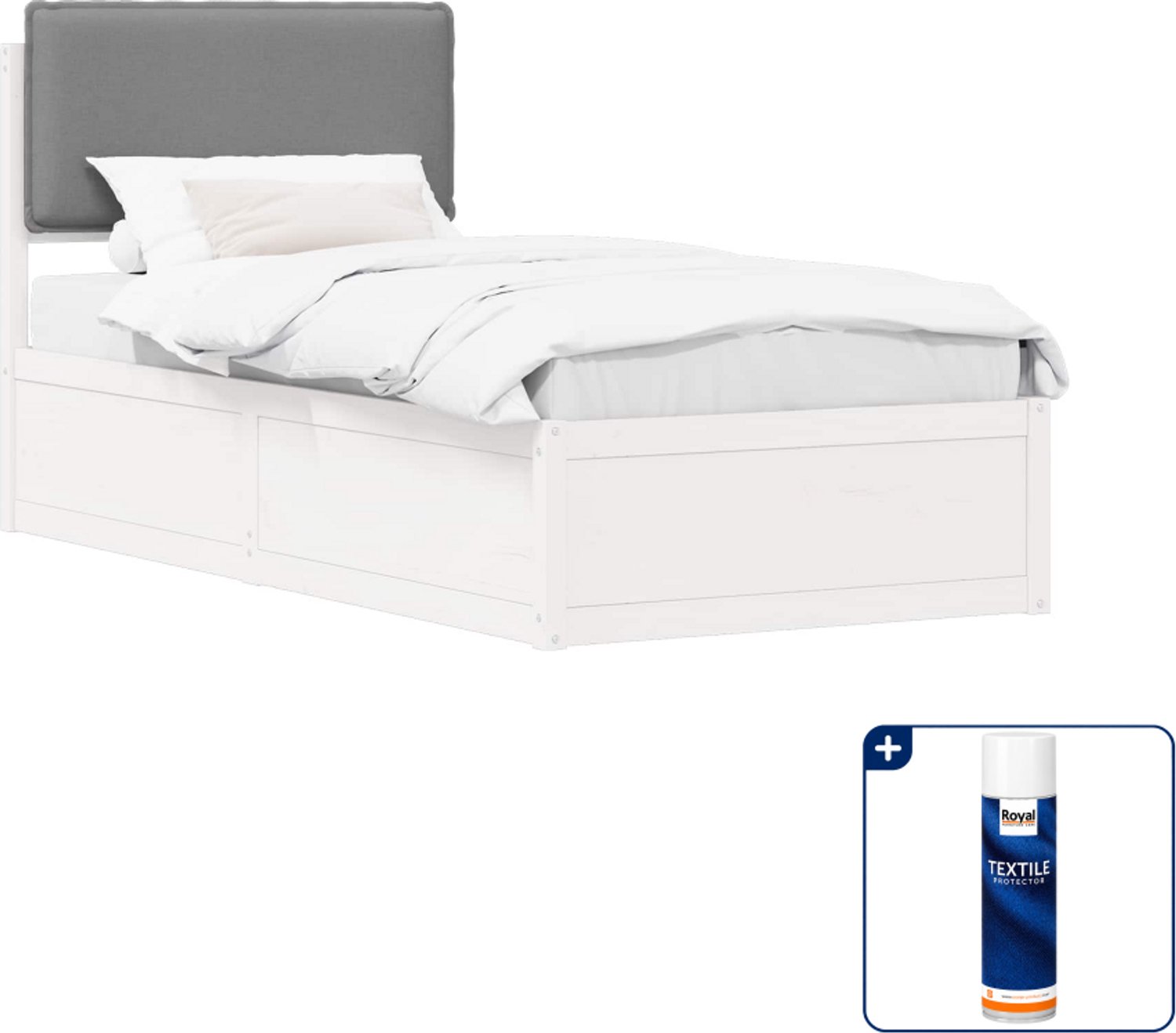 vidaXL bedframe 80 x 200 cm - massief grenenhout - lichtgrijs - Inclusief textielbeschermer 500 ml