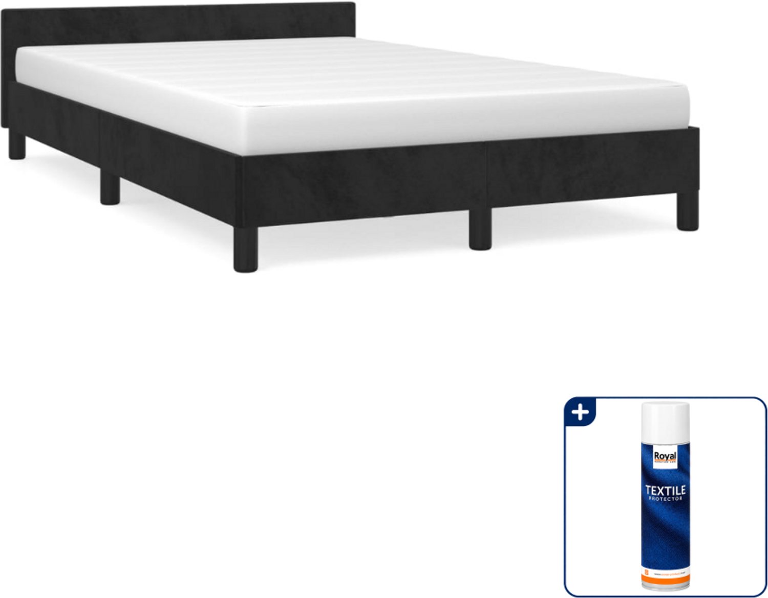 vidaXL bedframe - 120 x 190 cm - fluweel - zwart - Inclusief textielbeschermer 500 ml