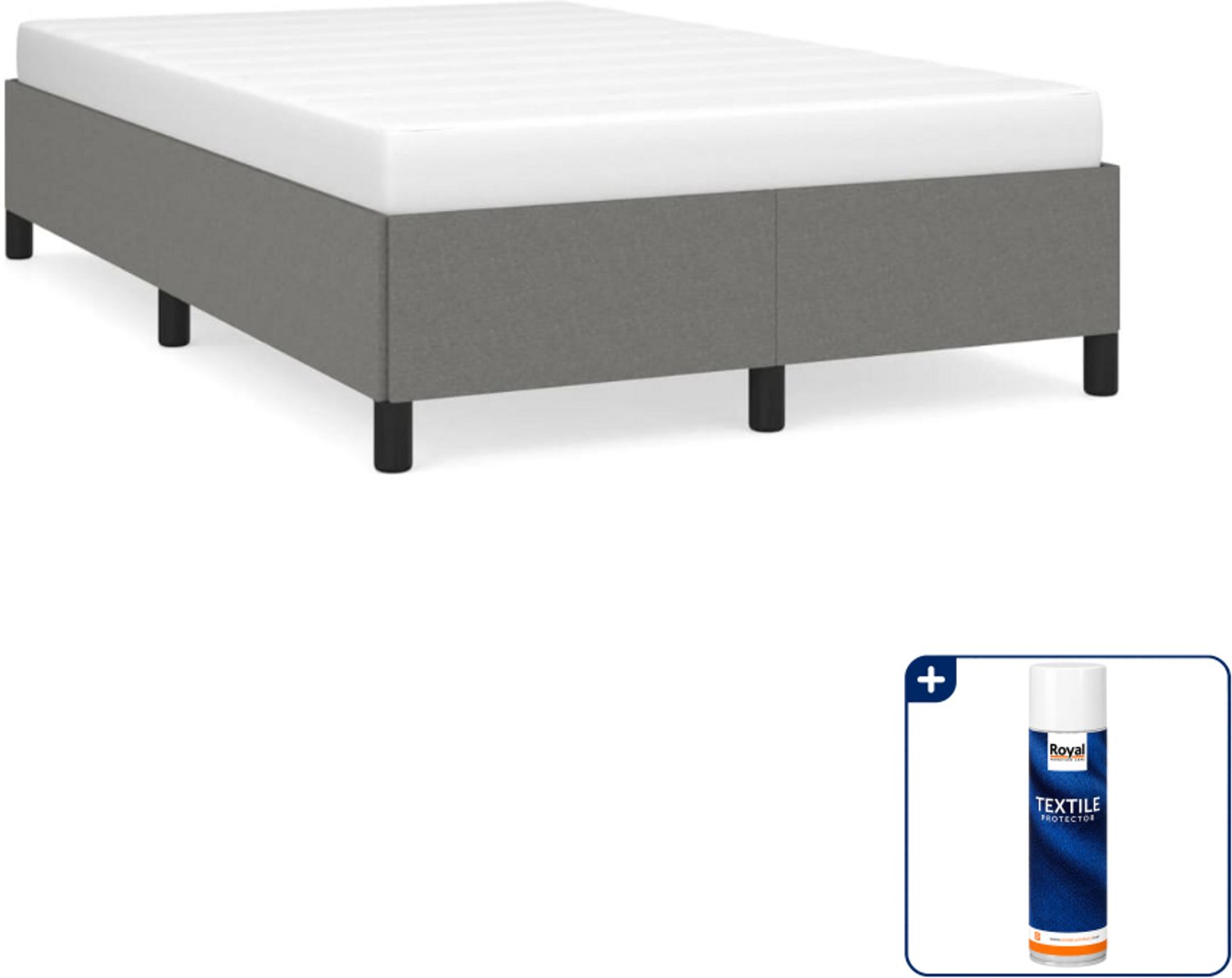 vidaXL bedframe - 120 x 190 cm - stof - donkergrijs - Inclusief textielbeschermer 500 ml