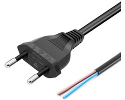 TLVX Europese 2-polige stekker met 3 meter kabel / 2x0,75 mm² / VDE-gecertificeerd / Geïsoleerde Koperen Aders / EU Draad / Nuldraad & Fasedraad / 220V-250V / Sterke en Veilige EU stekker kabel 3M