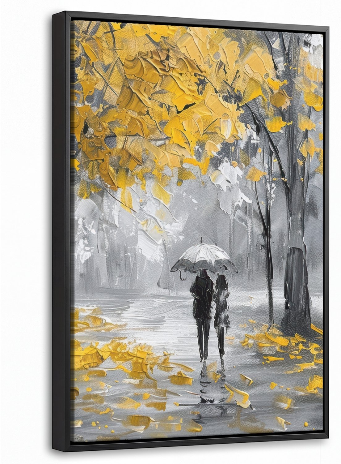 Canvas Schilderij met Baklijst 20x30cm - Natuur - Geel - Park - Zwart - Wit - Muurdecoratie woonkamer - Slaapkamer decoratie - Kamer accessoires - Schilderijen op canvas met lijst