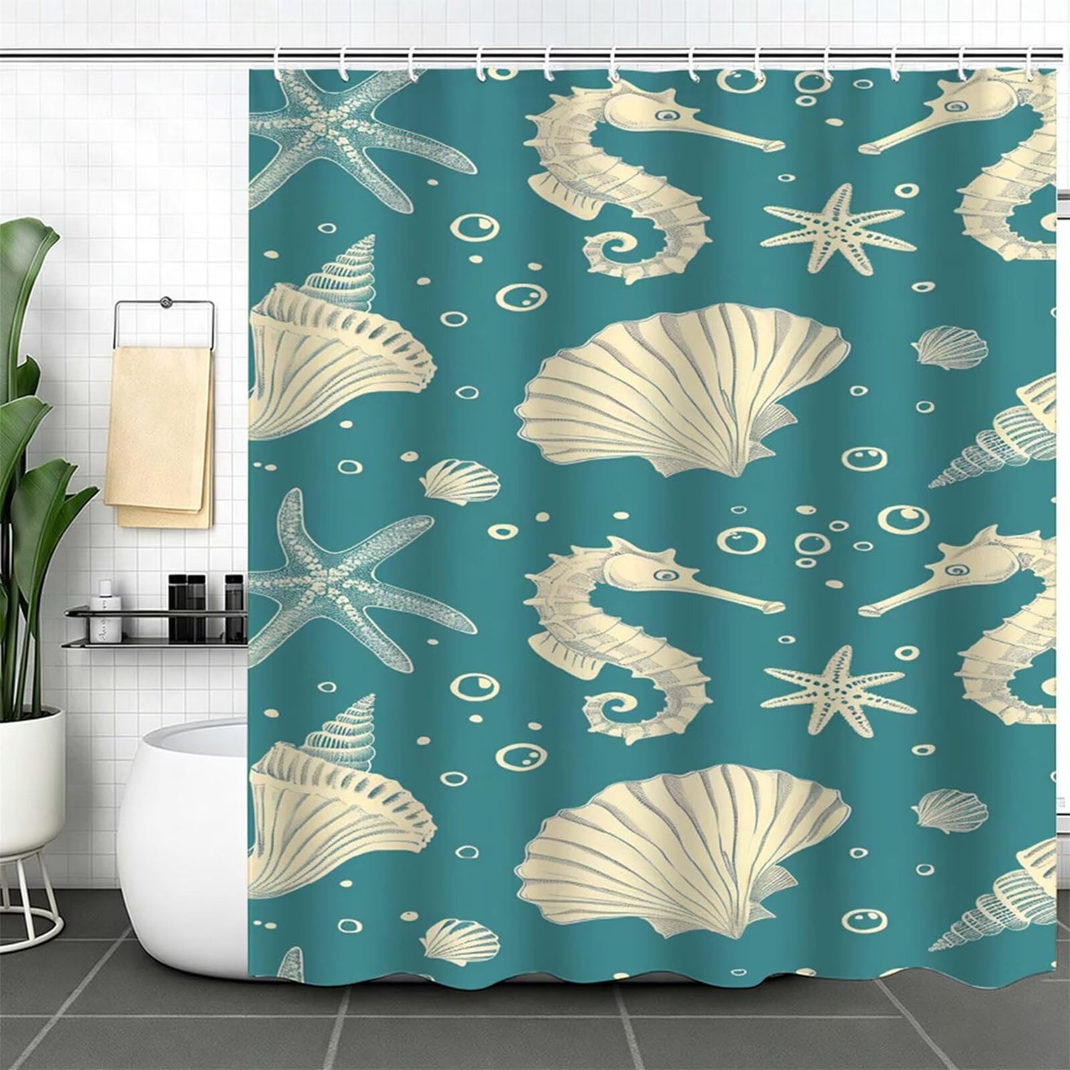Waterdicht Douchegordijn met 12 Haken, 150 x 170 cm