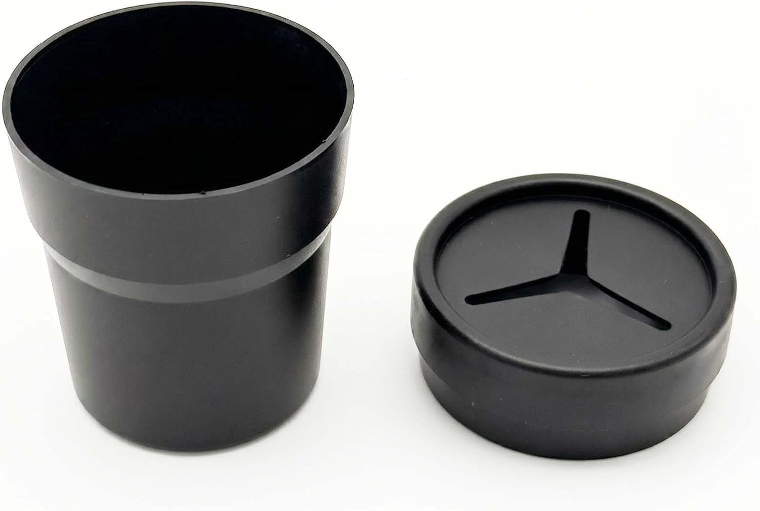 Munthouder voor in de auto - Zwart - 8 x 10,5 cm - Robuuste Mini-afvalemmer met Deksel - Voor in Bekerhouder
