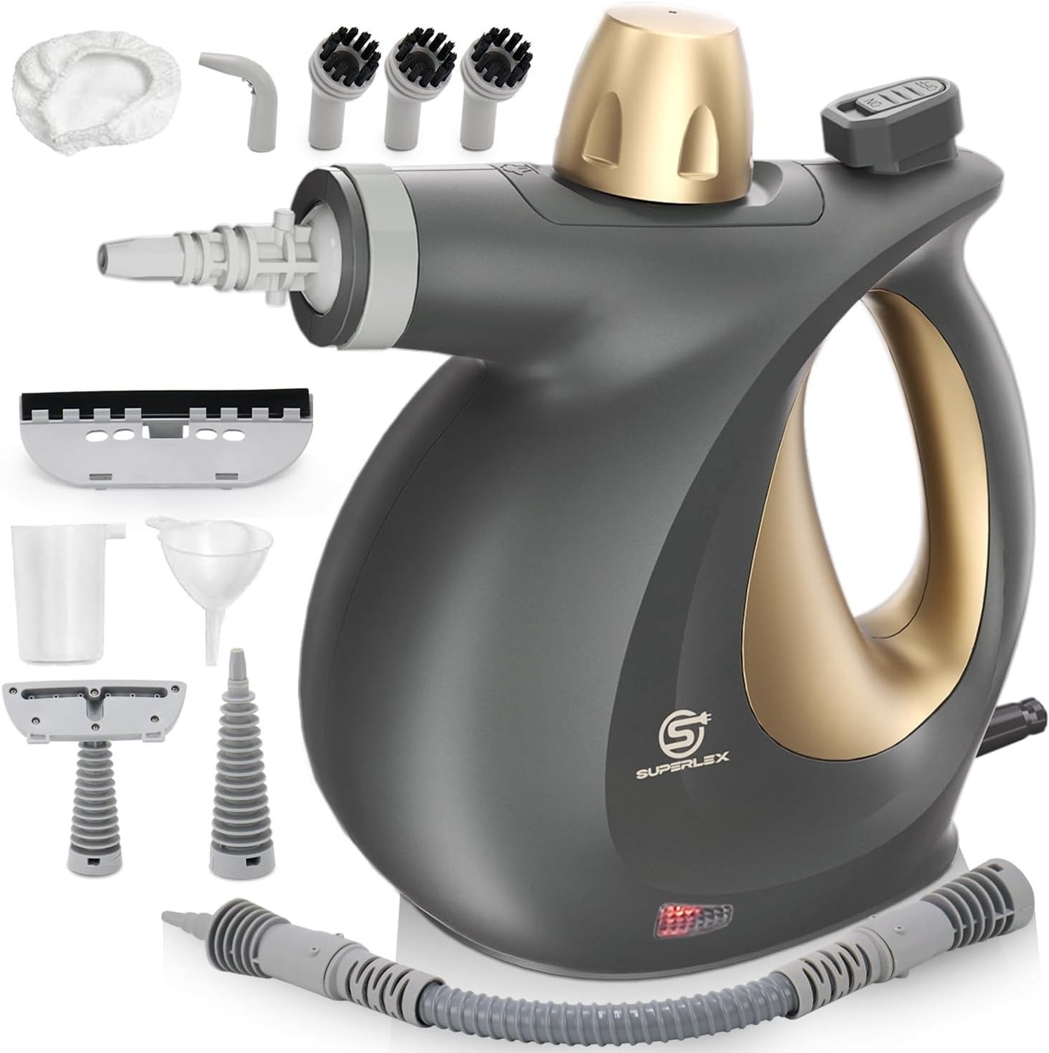 Handstoomreiniger - Grijs-Goud - 350 ml Waterreservoir - Draagbare Stoomreiniger met Hoge Druk - Voor Huishoudelijk Gebruik