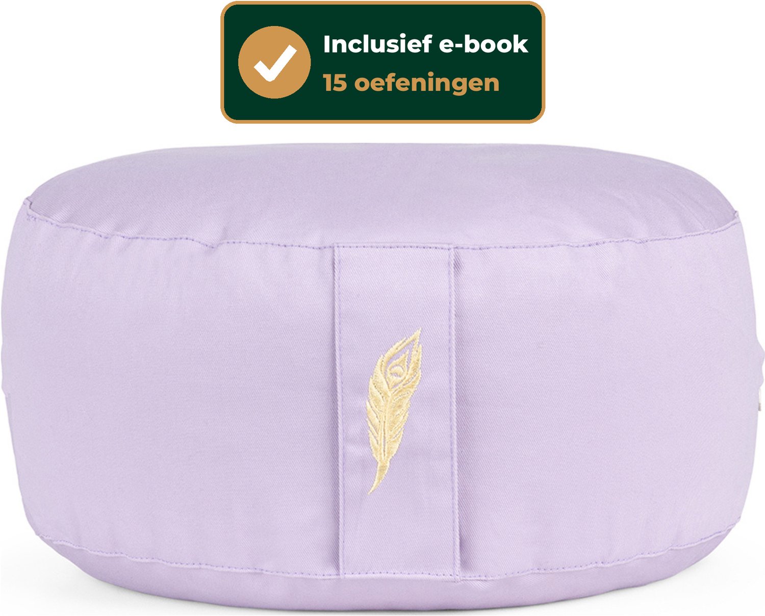Bol.com MindBaas - Meditatiekussen - Lila - Incl. E-Mediteergids - Eco - Rond - Boekweit - Dubbel Gestikt - 15 x 33 cm (hoogte x... aanbieding