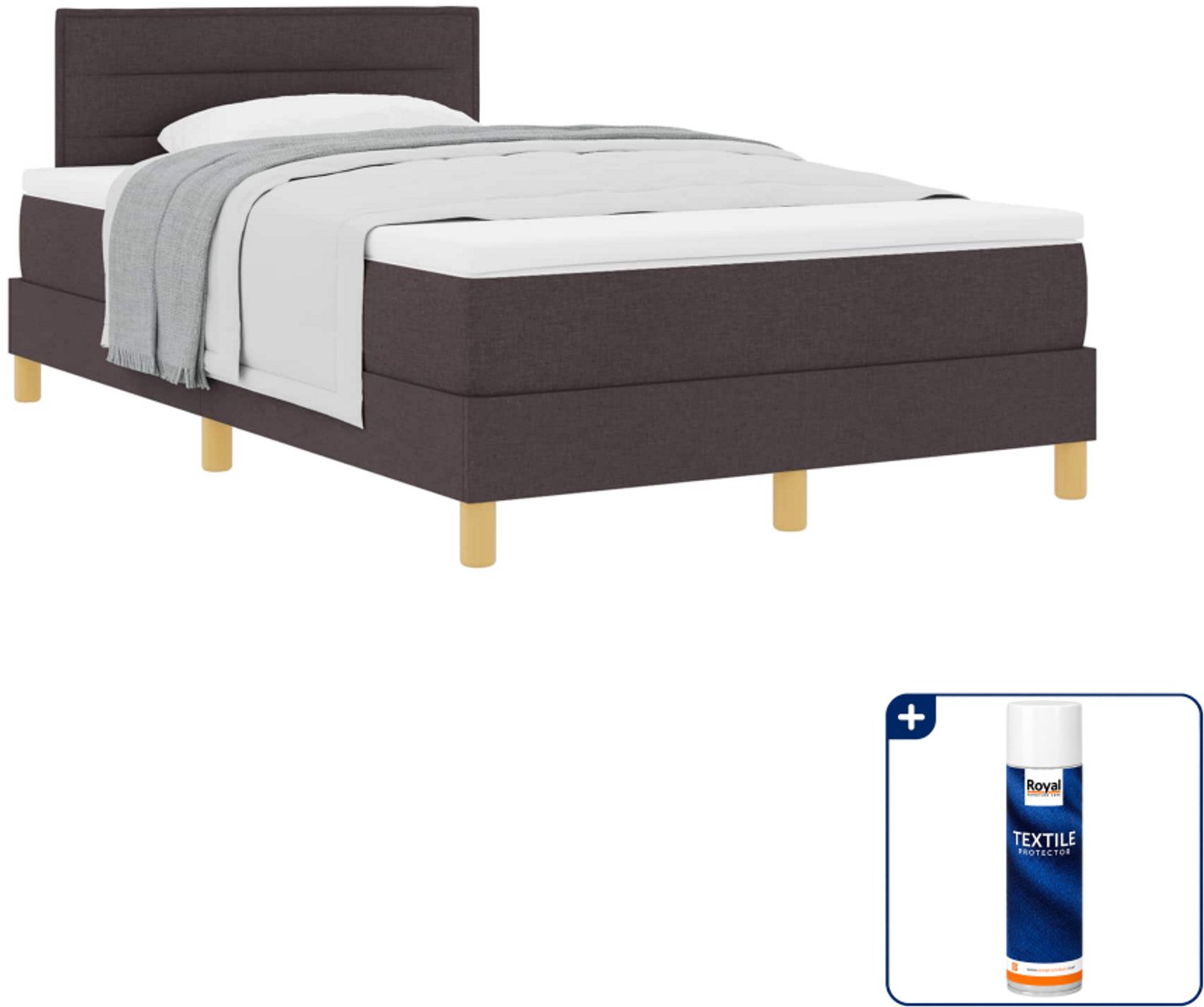 vidaXL boxspringbed - 120 x 190 cm - donkerbruin - Inclusief textielbeschermer 500 ml