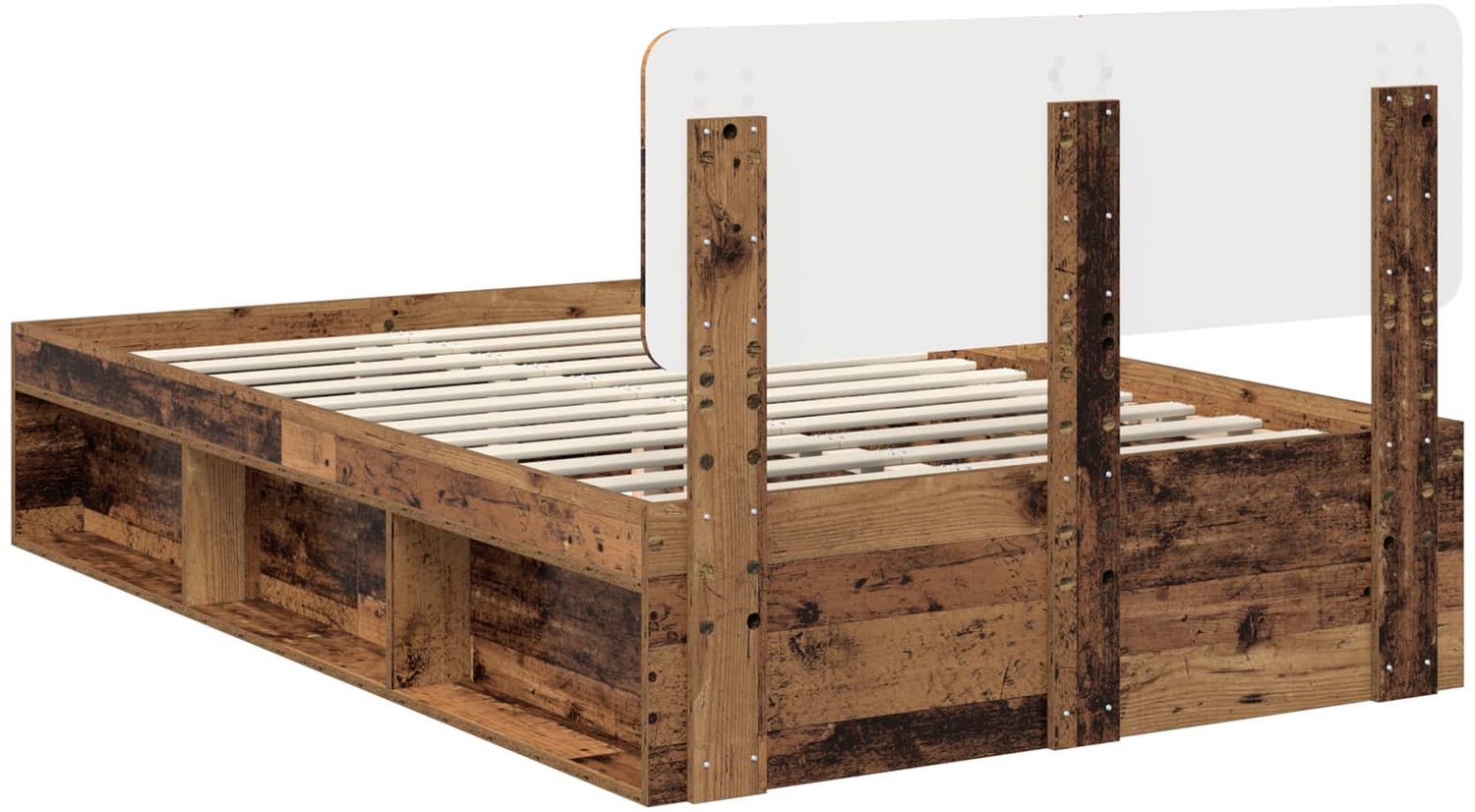 vidaXL Bedframe met hoofdeinde - 120 x 200 cm - massief grenenhout - Inclusief antikrasvilt 177-delig Bruin