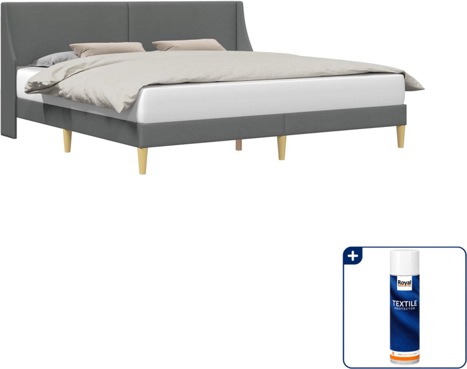 vidaXL Bedframe - Kingsize - 180 x 200 cm - donkergrijs - Inclusief textielbeschermer 500 ml Donker Grijn