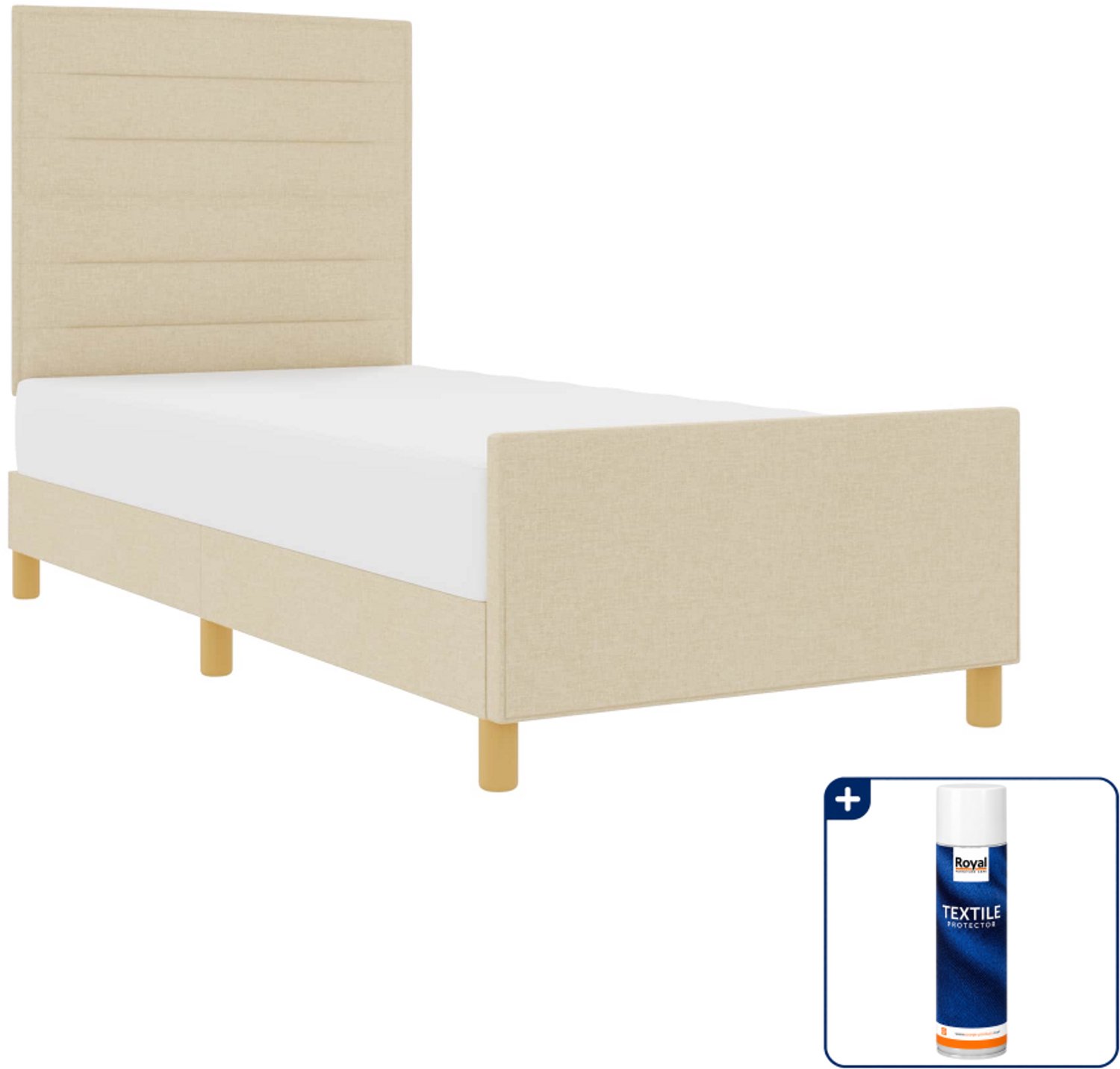 vidaXL bedframe - 100 x 200 cm - crème - Inclusief textielbeschermer 500 ml