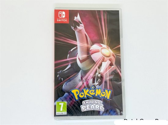 Pokémon Shining Pearl voor Nintendo Switch met de legendarische Pokémon Palkia op de hoes.
