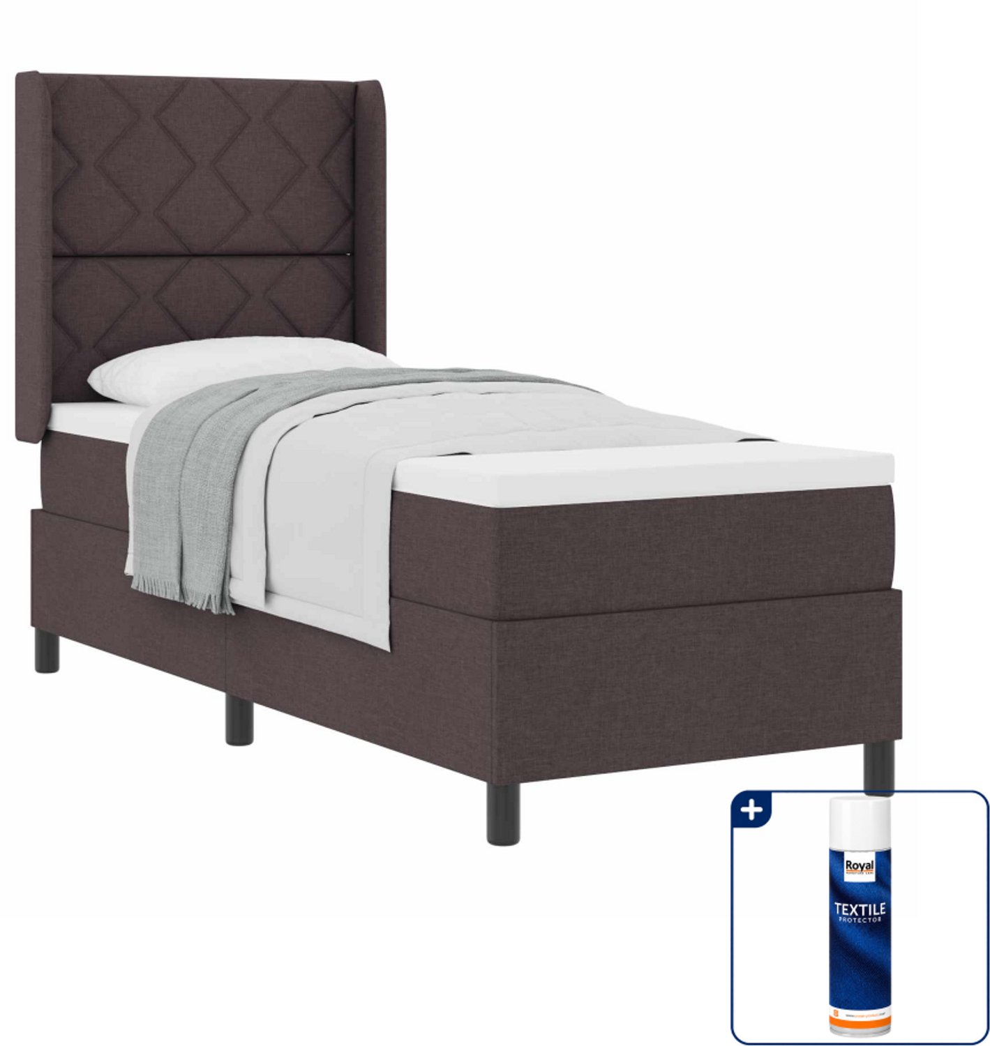vidaXL boxspringbed - 80 x 200 cm - donkerbruin - Inclusief textielbeschermer 500 ml