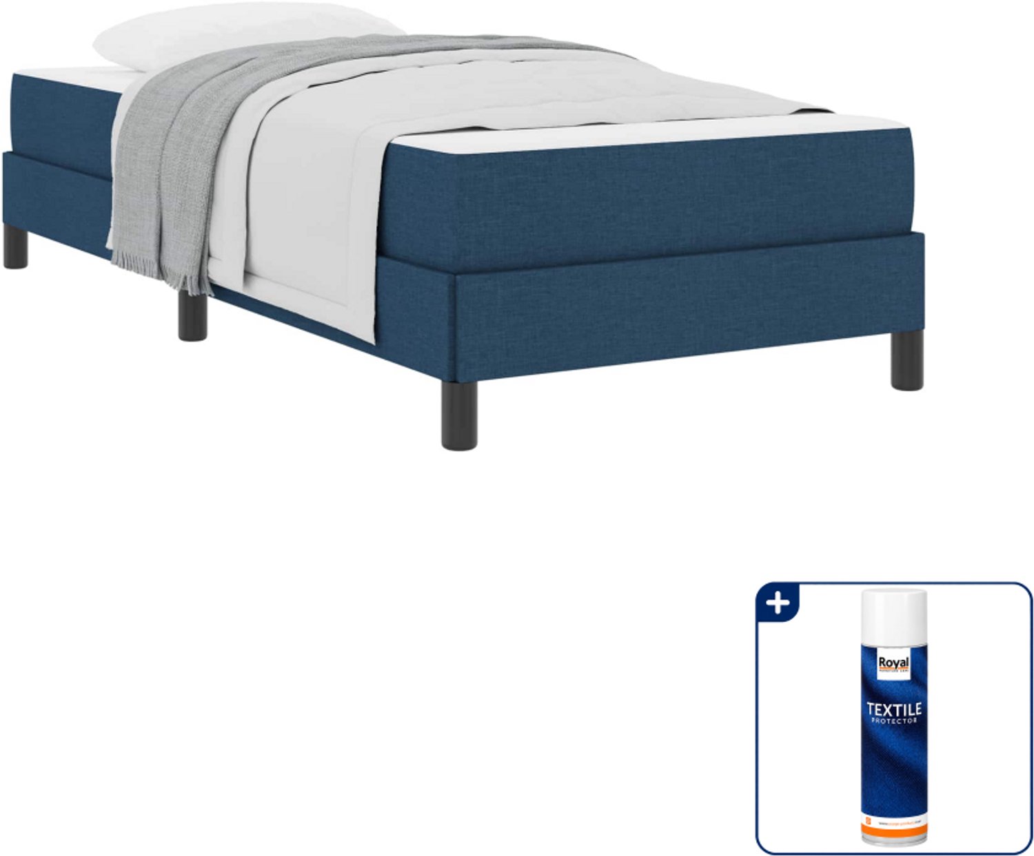 vidaXL boxspringbed - 90 x 190 cm - stof - blauw - Inclusief textielbeschermer 500 ml