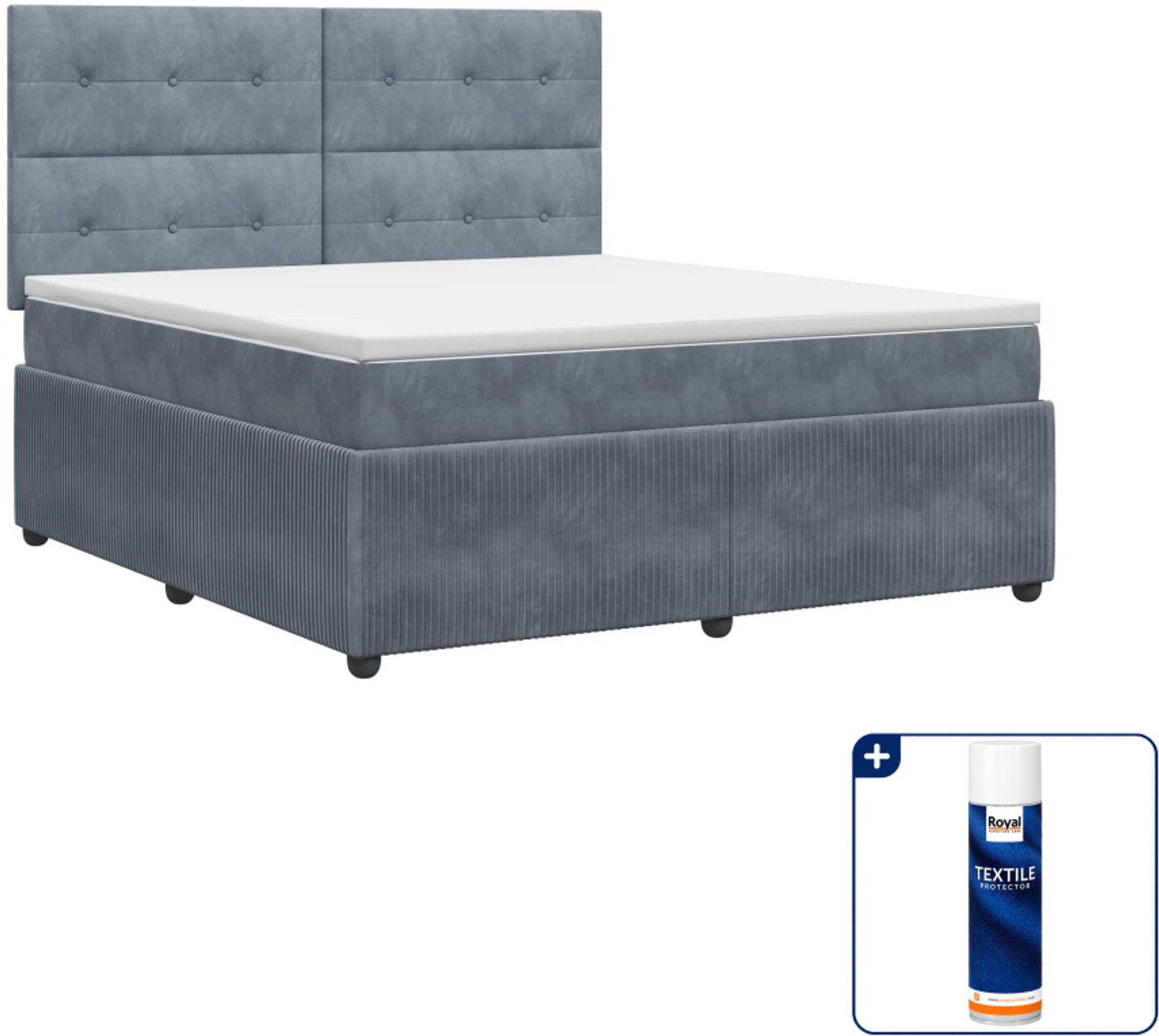 vidaXL Boxspringbed Kingsize - 180 x 200 cm - donkergrijs - Inclusief textielbeschermer 500 ml Donker Grijn
