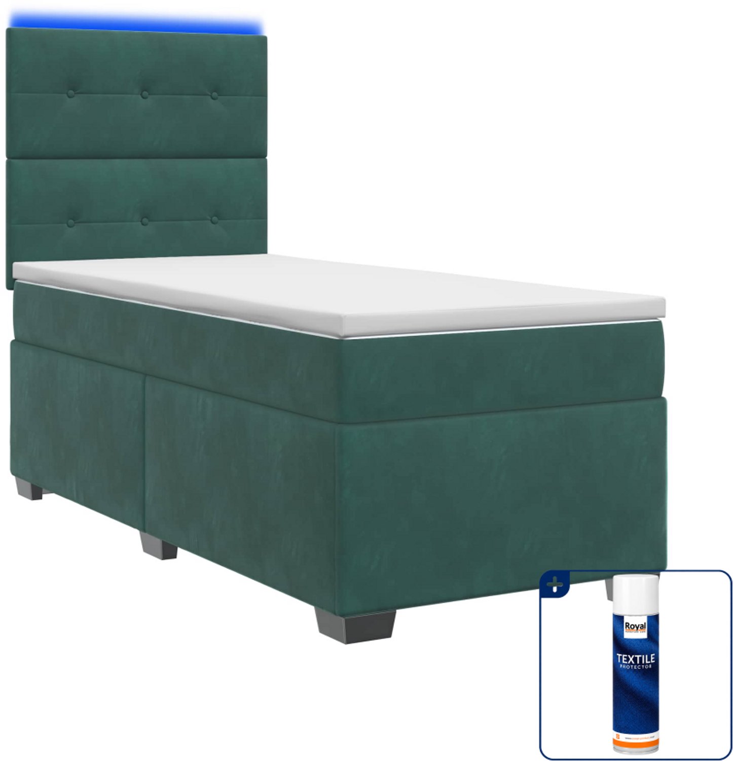 vidaXL boxspringbed met matras - 100 x 200 cm - donkergroen - Inclusief textielbeschermer 500 ml