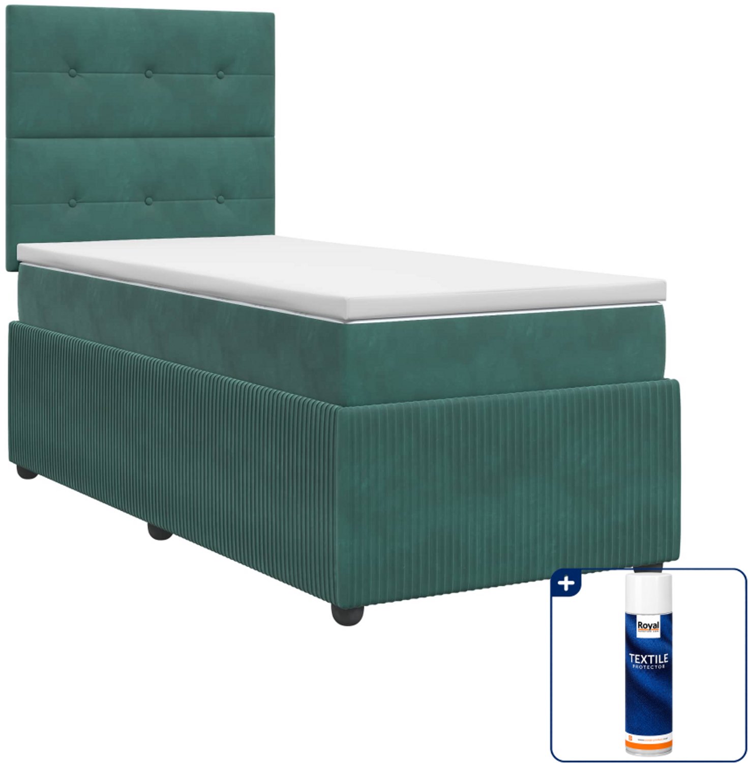 vidaXL boxspringbed met matras - 90 x 200 cm - donkergroen - Inclusief textielbeschermer 500 ml