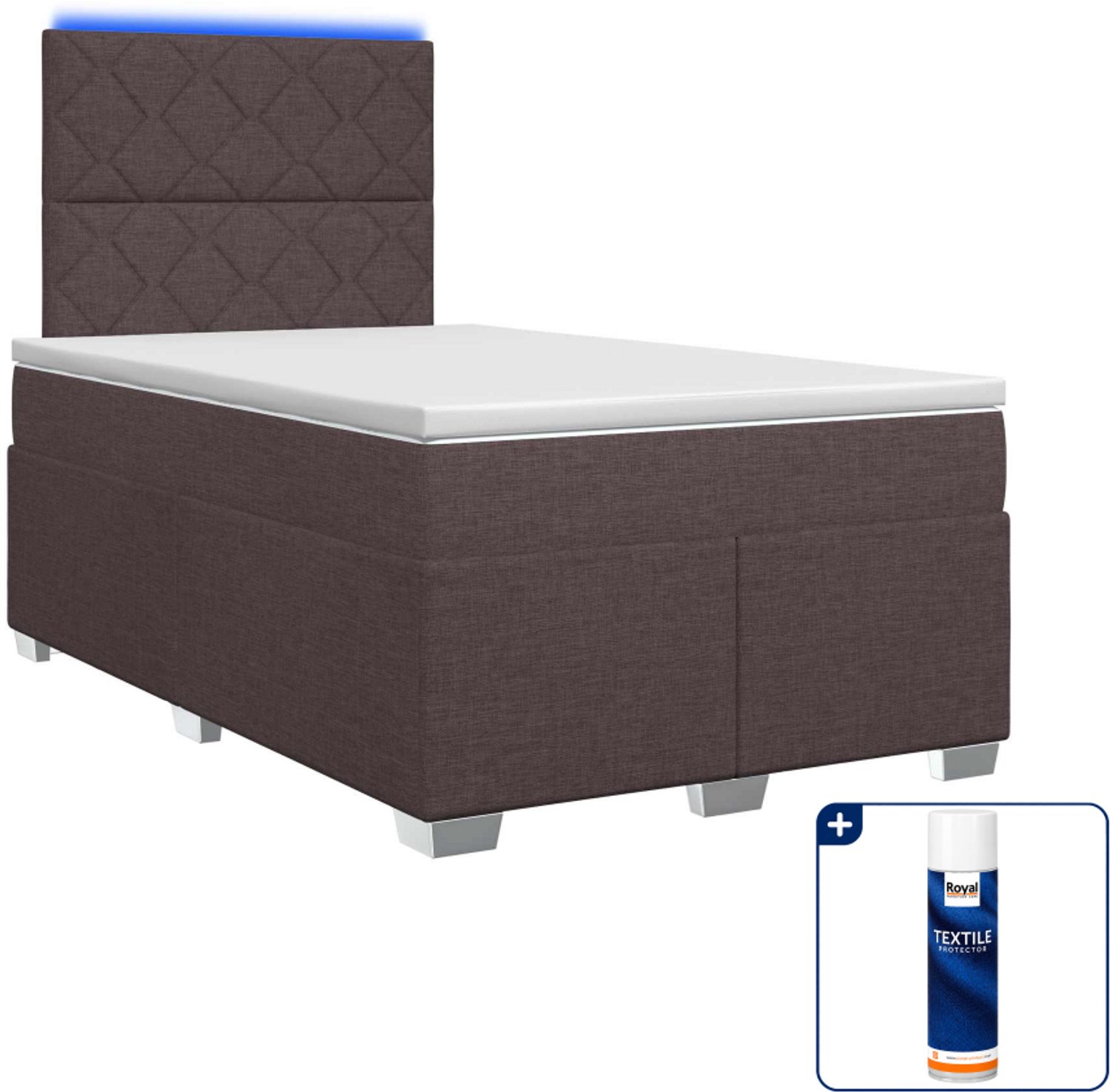 vidaXL boxspringbed met matras - 120 x 190 cm - donkerbruin - Inclusief textielbeschermer 500 ml