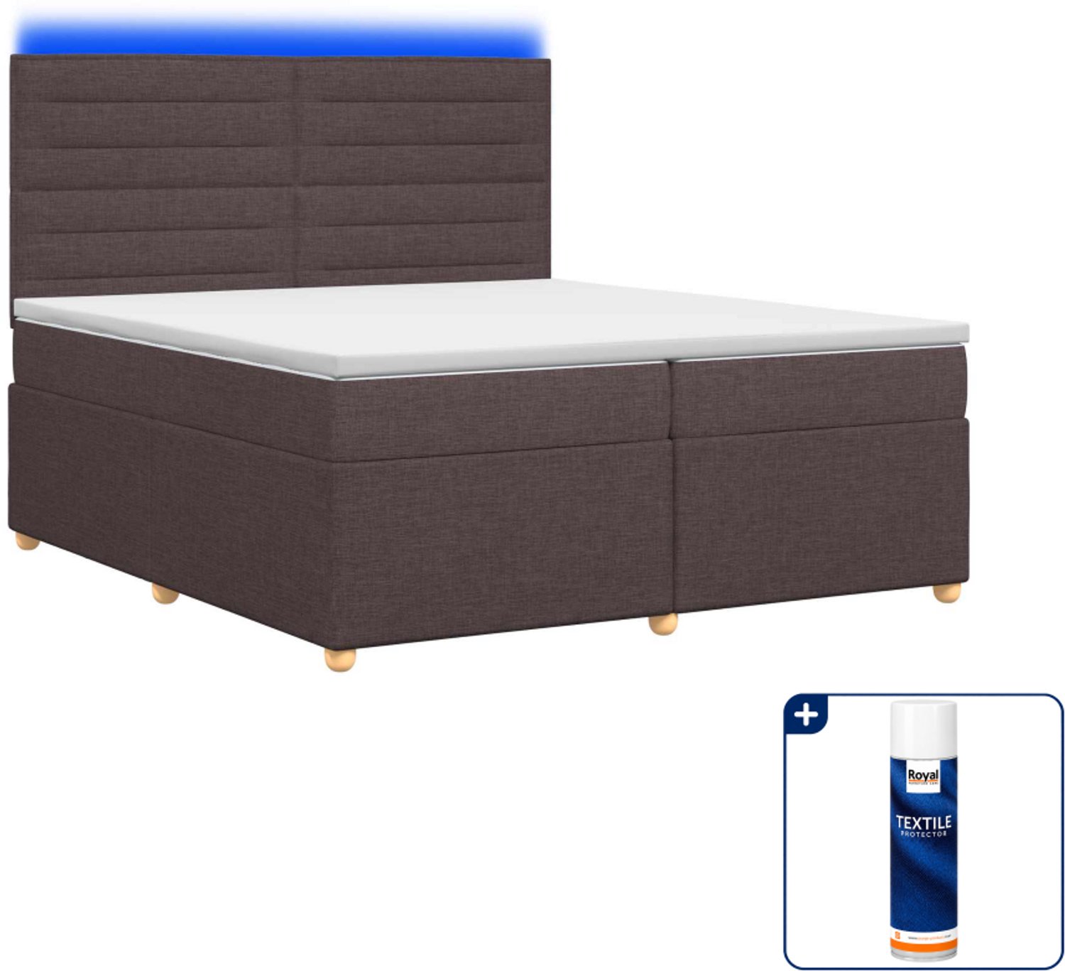 vidaXL Boxspringbed - 200 x 200 cm - stof - donkerbruin - Inclusief textielbeschermer 500 ml
