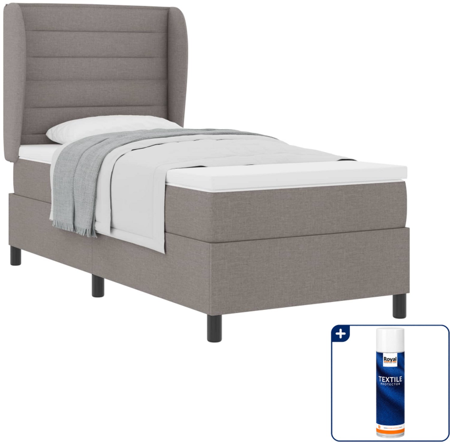 vidaXL boxspring - 100 x 200 cm - stof - taupe - Inclusief textielbeschermer 500 ml