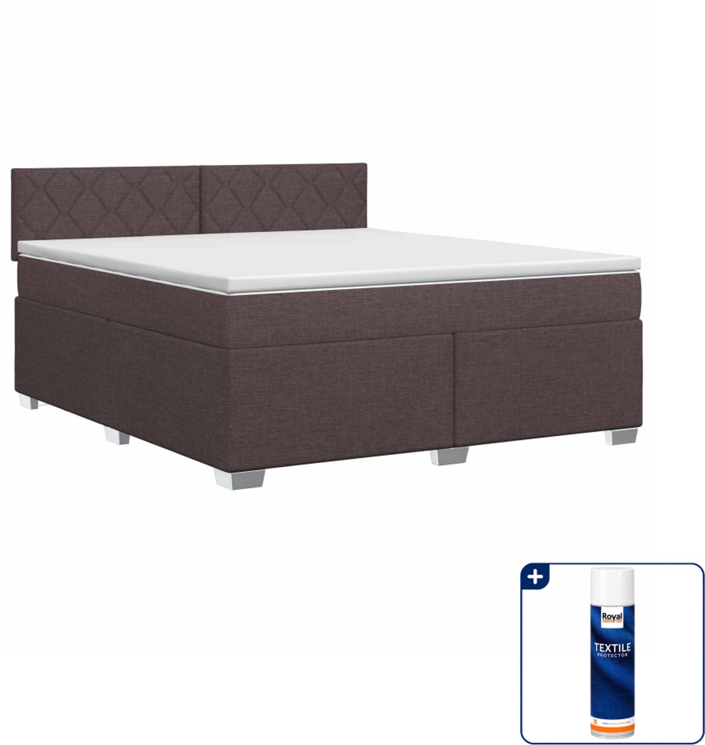 vidaXL boxspringbed - Queensize - 160 x 200 cm - donkerbruin - Inclusief textielbeschermer 500 ml