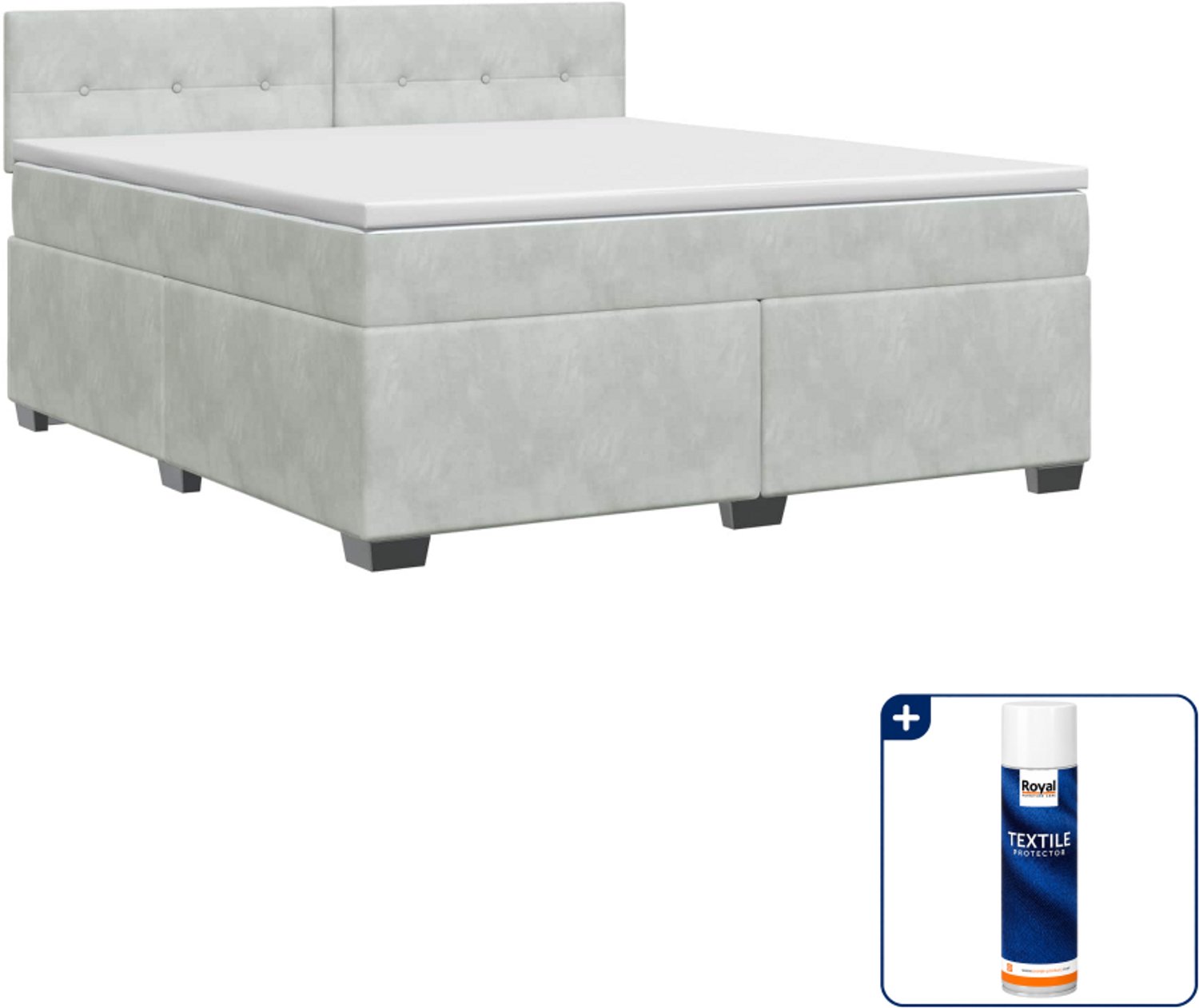 vidaXL boxspringbed 140 x 190 cm - lichtgrijs - Inclusief textielbeschermer 500 ml