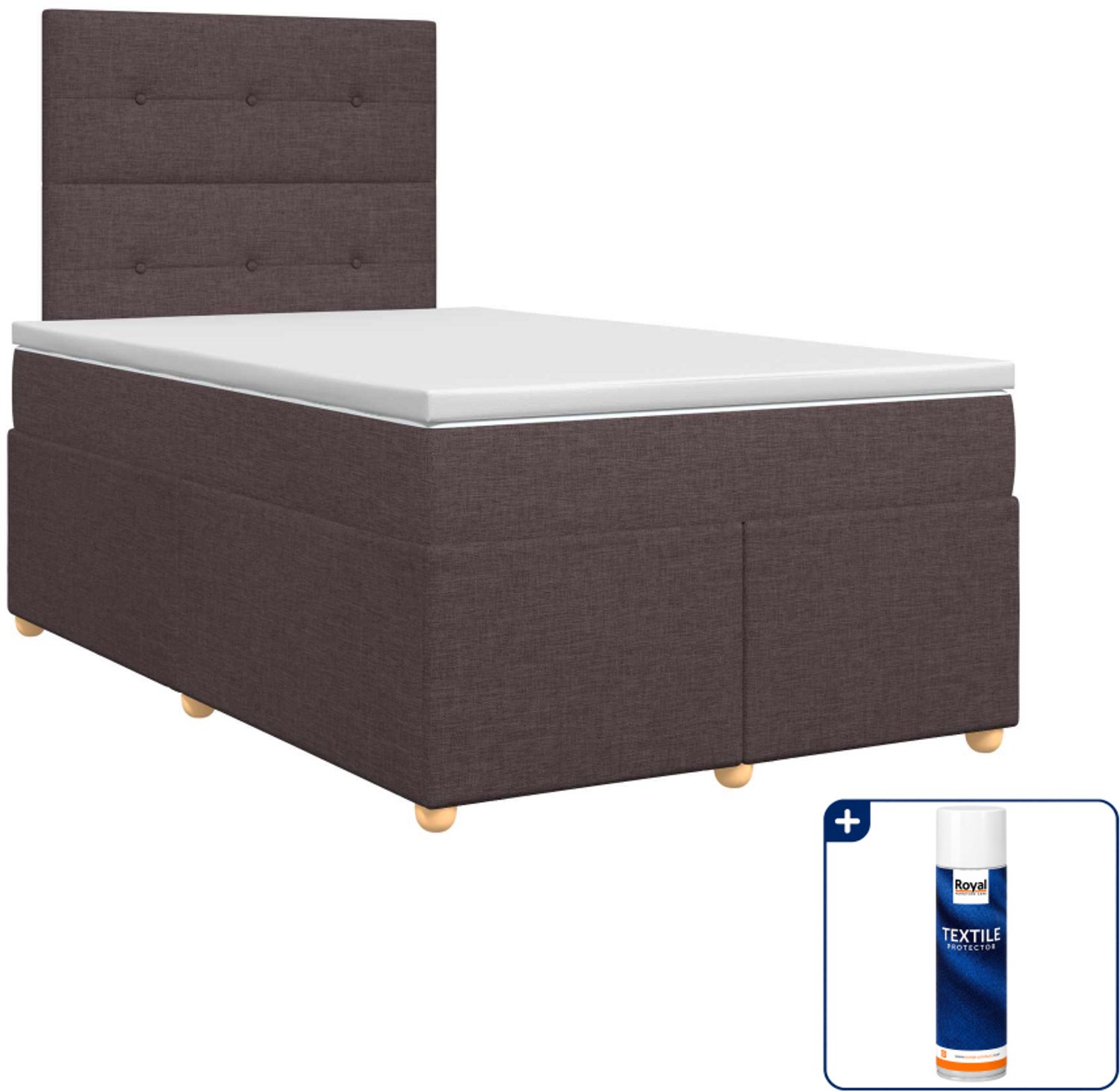 vidaXL boxspringbed met matras - 120 x 200 cm - donkerbruin - Inclusief textielbeschermer 500 ml