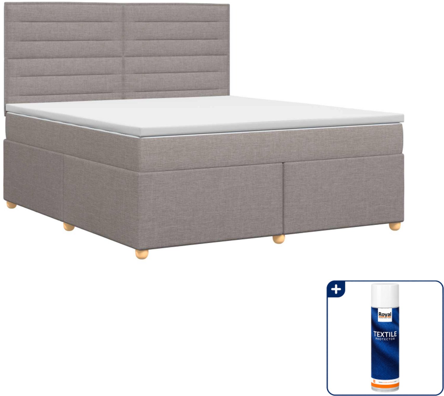 vidaXL boxspringbed Small double - 140 x 200 cm - taupe - Inclusief textielbeschermer 500 ml
