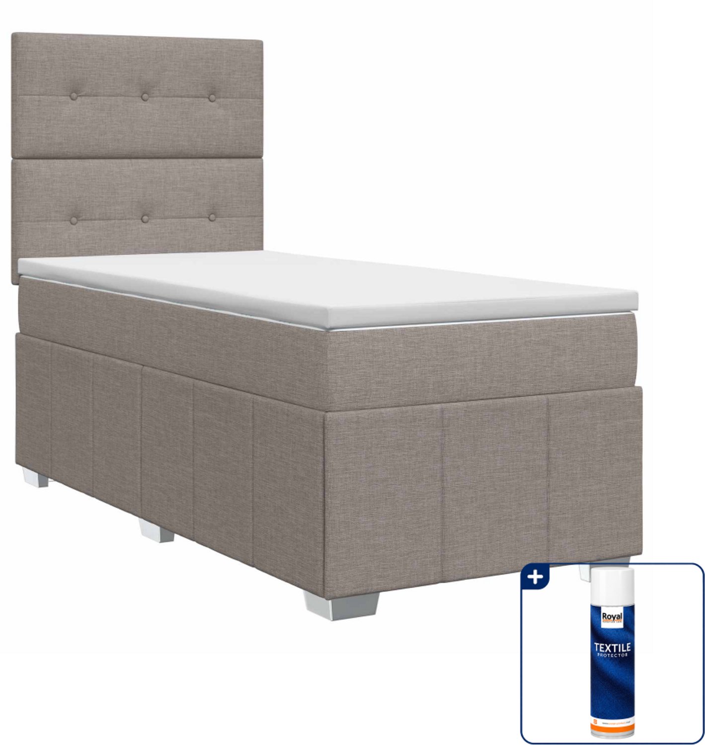 vidaXL boxspringbed met matras - 100 x 200 cm - taupe - Inclusief textielbeschermer 500 ml