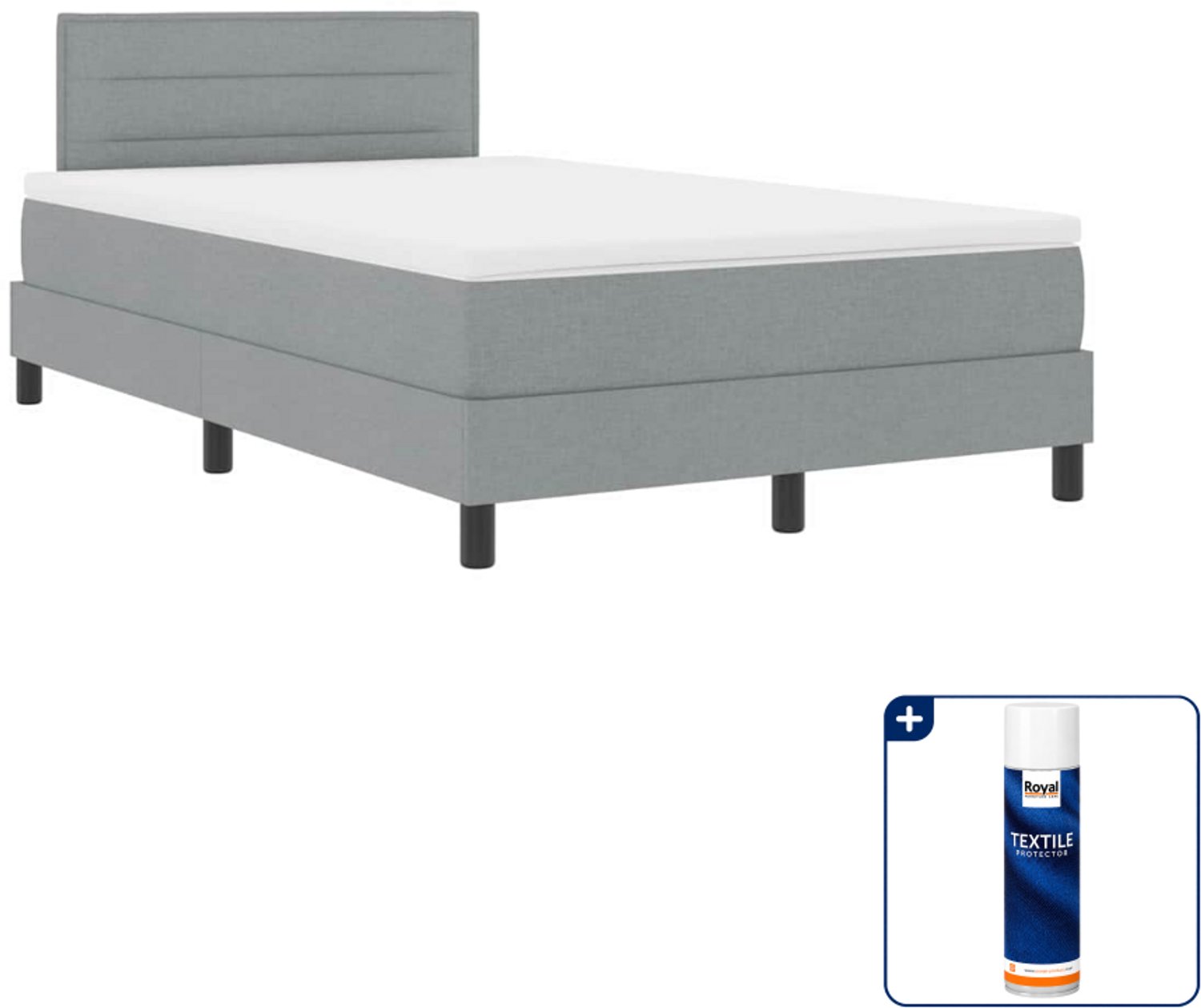vidaXL boxspring met matras en led - 120 x 190 cm - stof - lichtgrijs - Inclusief textielbeschermer 500 ml