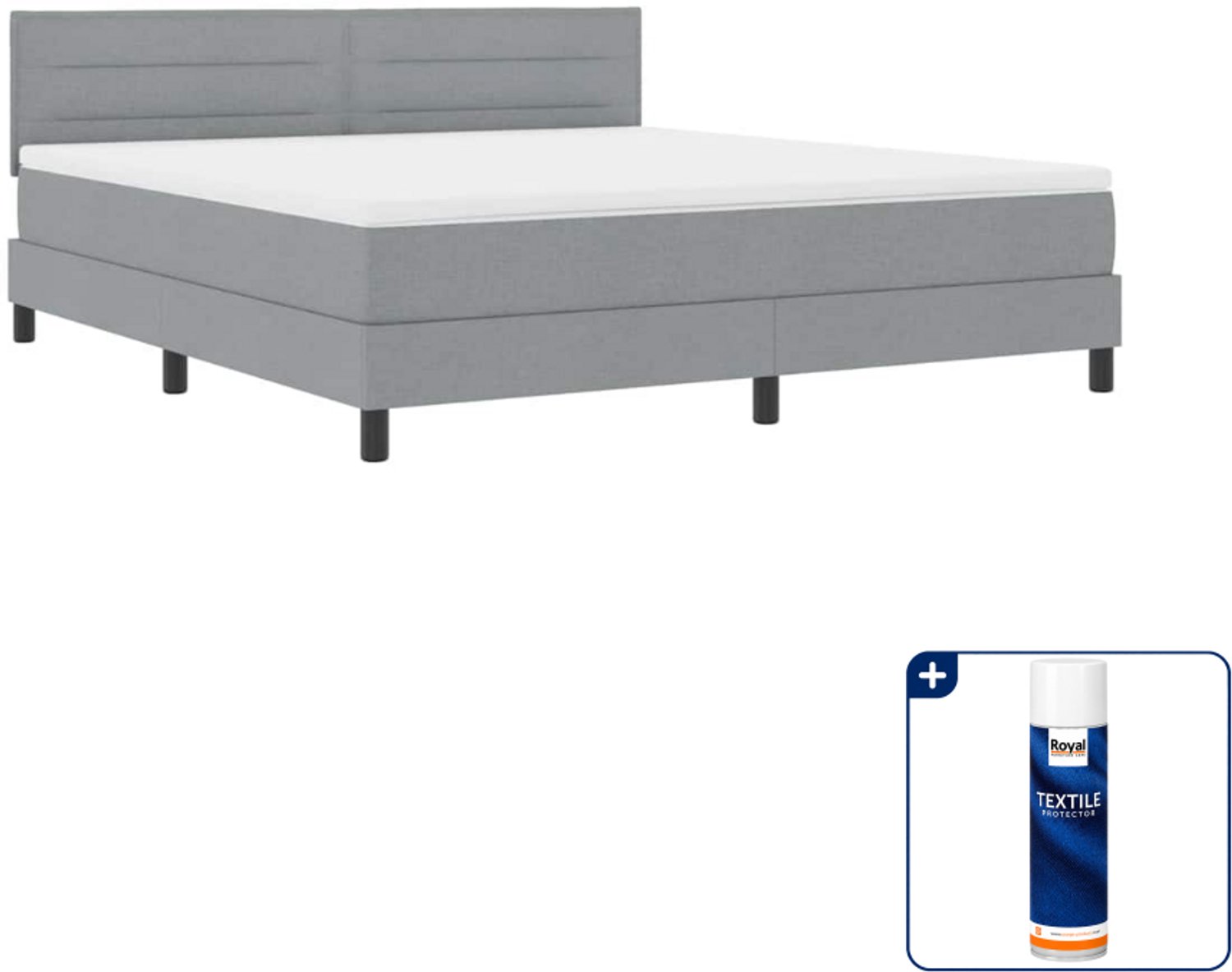 vidaXL Kingsize boxspring bed - 180 x 200 cm - lichtgrijs - Inclusief textielbeschermer 500 ml