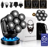 Sansbeauté® 6-in-1 Scheerapparaat Mannen + Extra Scheerkop - Ultimate Set - Trimmer & Tondeuse - Electric Face & Head Shaver - 7D Hoofdscheerapparaat - Hoofd Kaal Scheren – Nat & Droog - Draadloos Opladen - Elektrisch