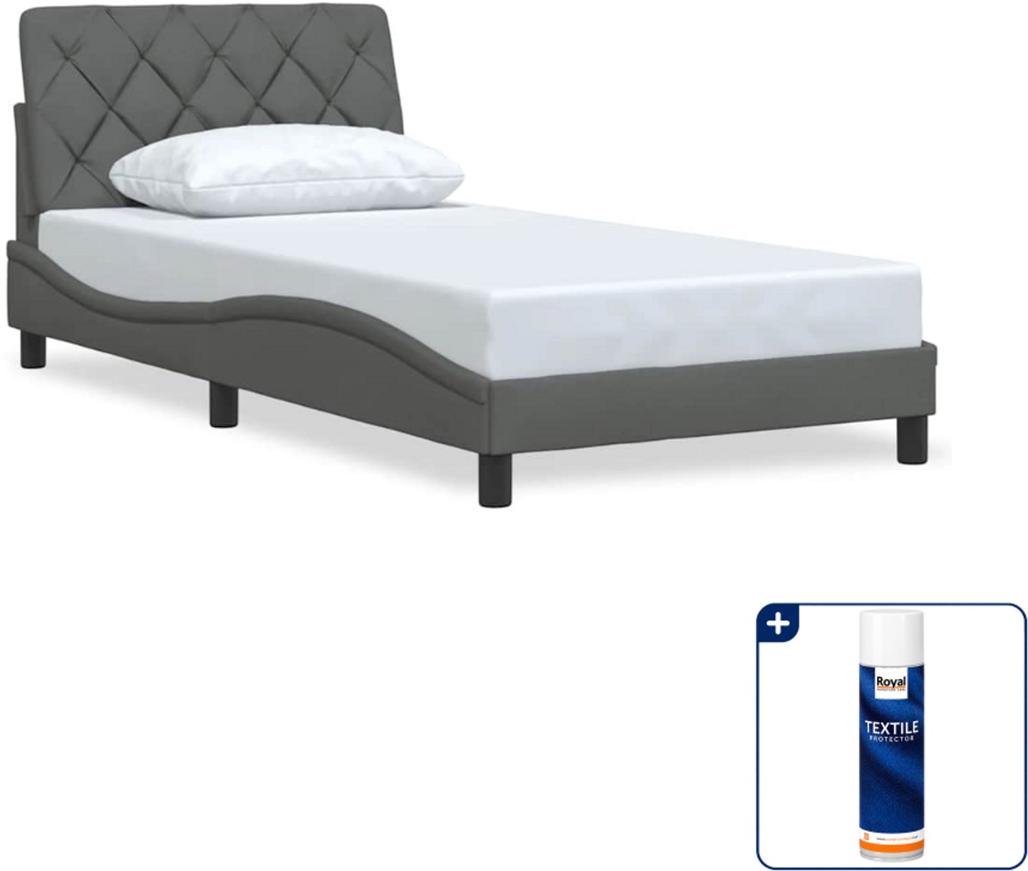 vidaXL Bedframe - 100 x 200 cm - stof - donkergrijs - Inclusief textielbeschermer 500 ml Blauw