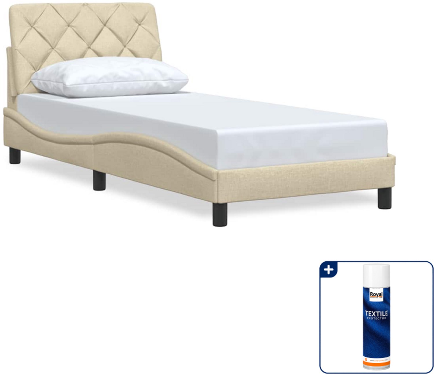 vidaXL bedframe - 80 x 200 cm - stof - crème - Inclusief textielbeschermer 500 ml Roze