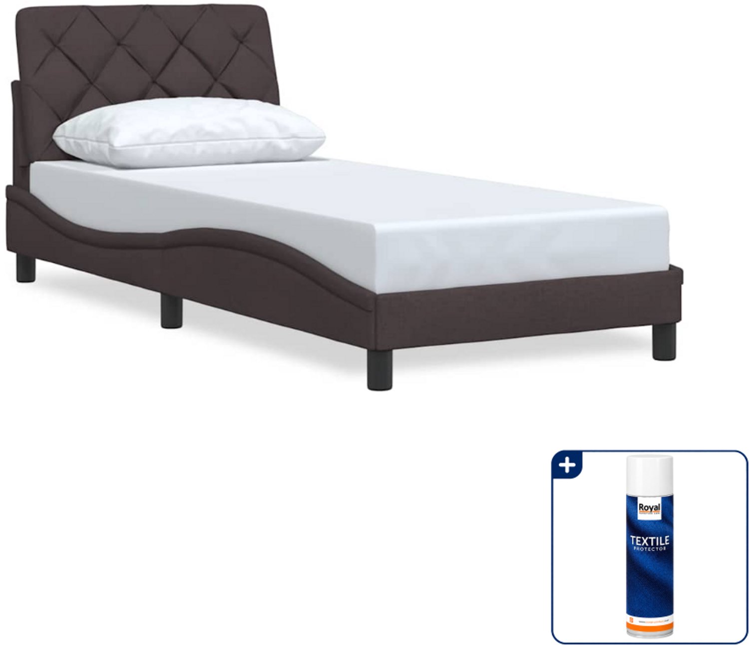 vidaXL bedframe - 90 x 190 cm - stof - donkerbruin - Inclusief textielbeschermer 500 ml Blauw
