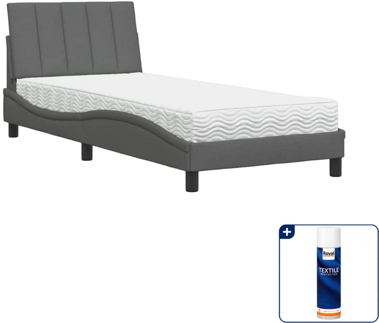 vidaXL Hanko bed met matras - 80 x 200 cm - donkergrijs - Inclusief textielbeschermer 500 ml
