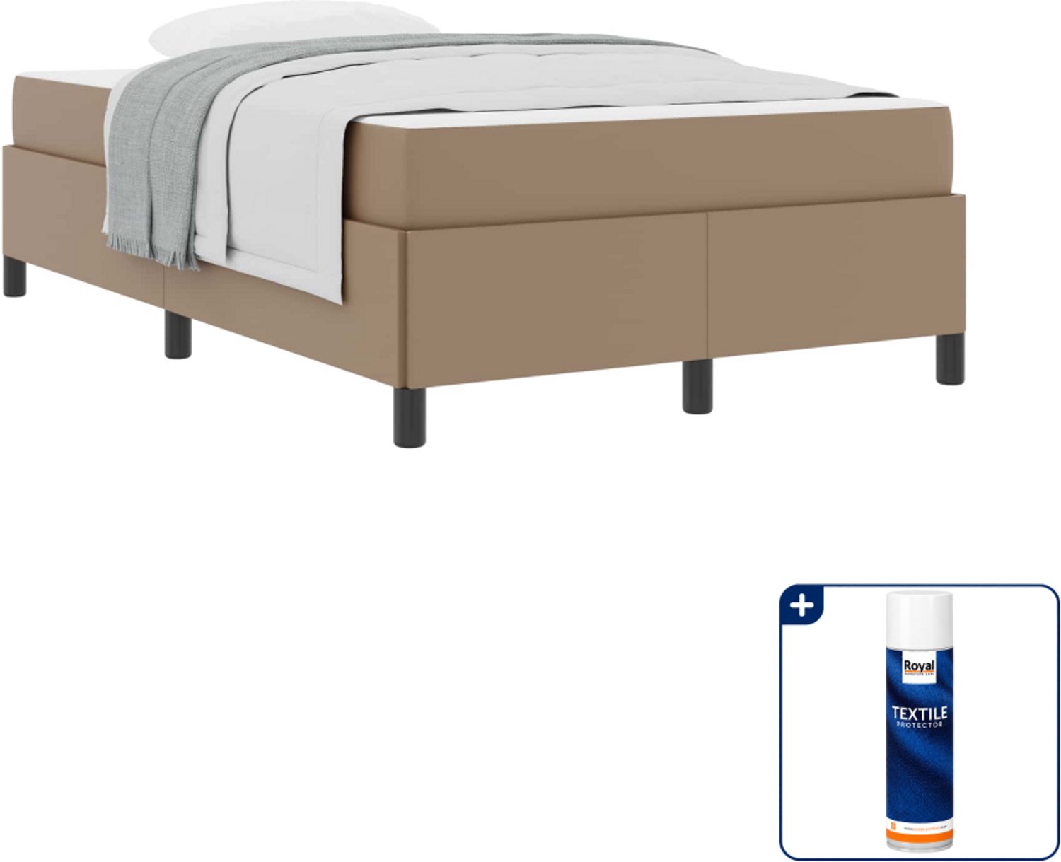 vidaXL bed met matras - 120 x 200 cm - stof - cappuccino - Inclusief textielbeschermer 500 ml Bruin