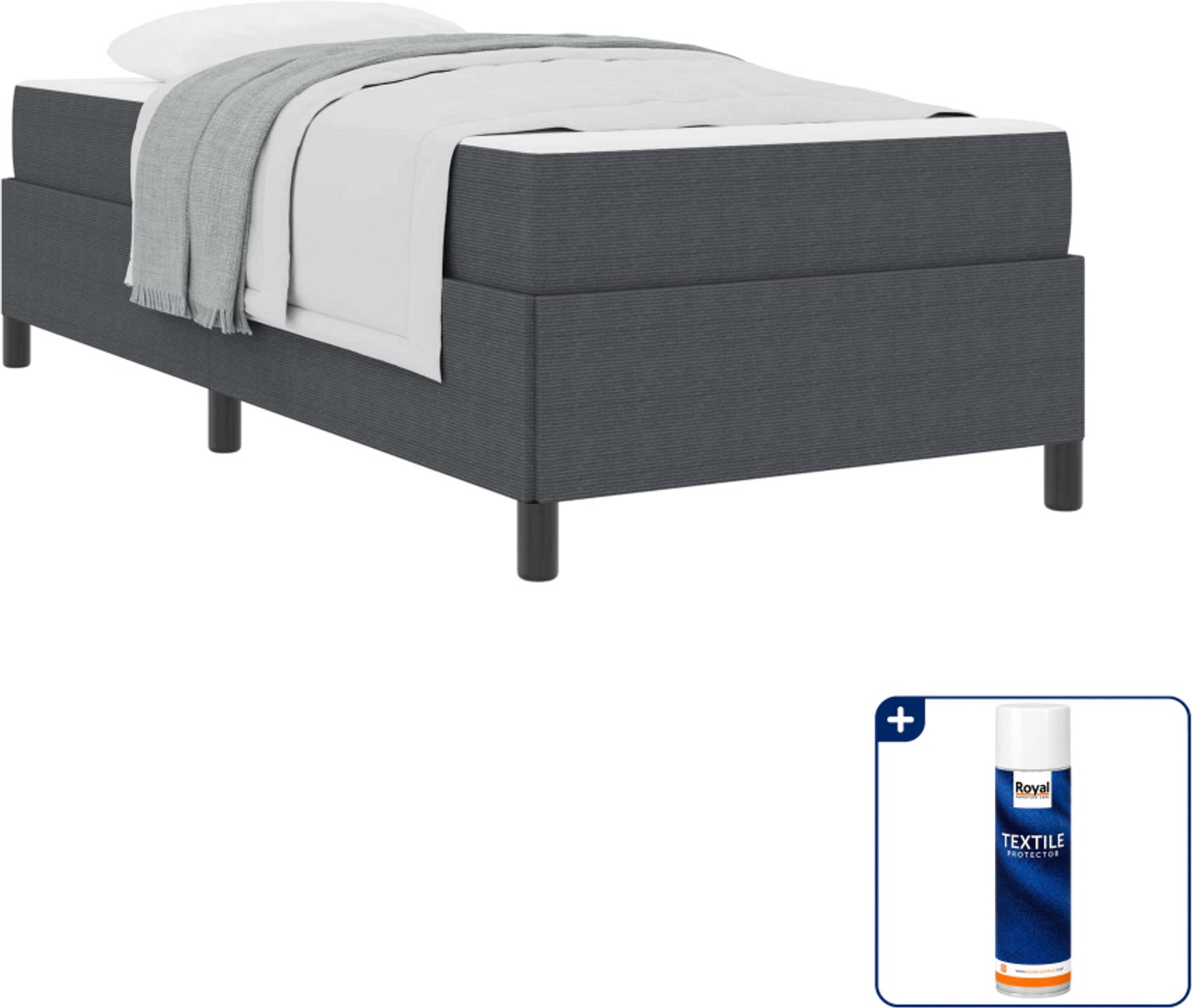 vidaXL bedframe met matras - 90 x 200 cm - stof - donkergrijs - Inclusief textielbeschermer 500 ml Bruin
