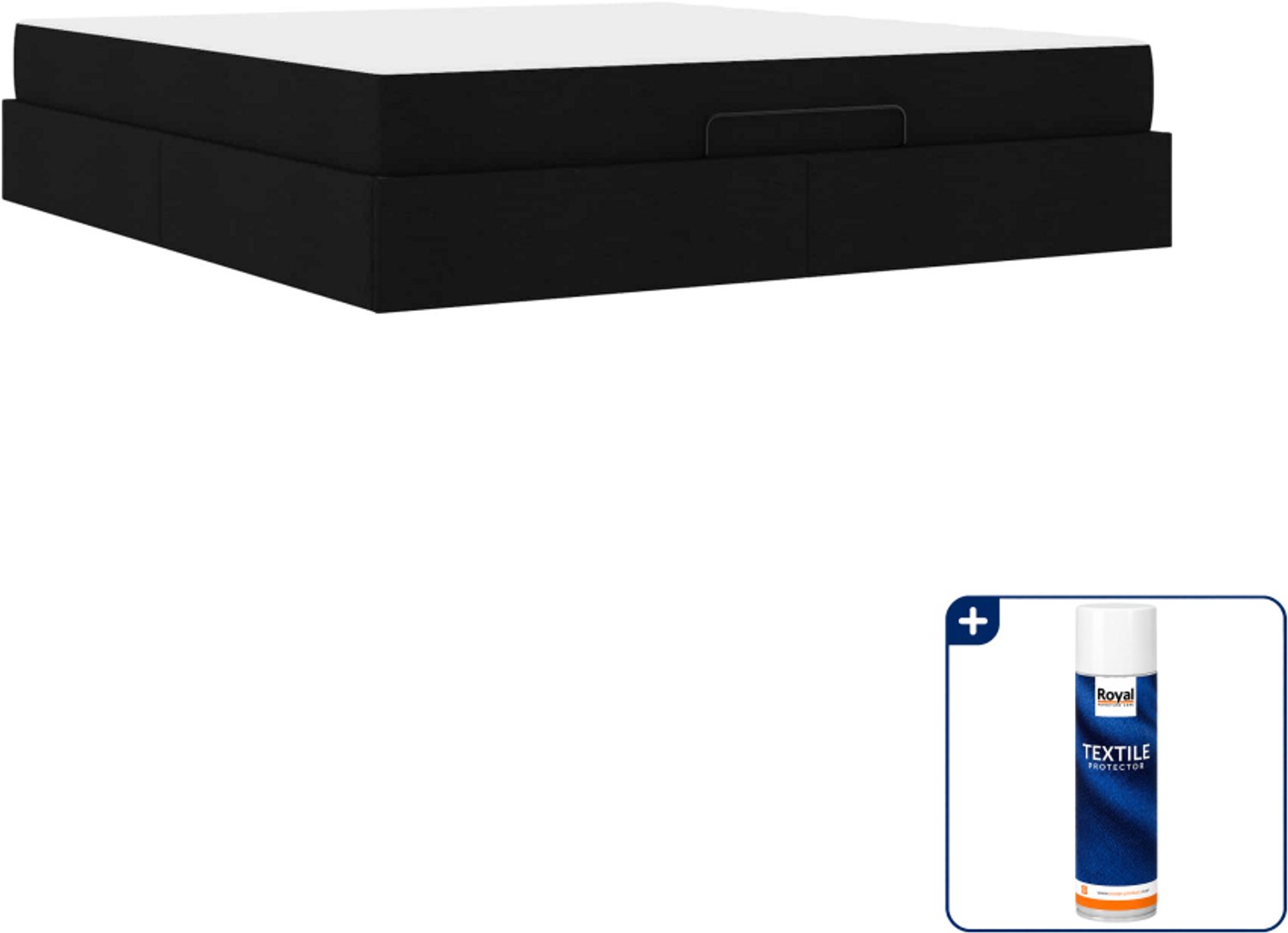vidaXL Bed met matras - Kingsize - 180 x 200 cm - stof - zwart - Inclusief textielbeschermer 500 ml Grijs