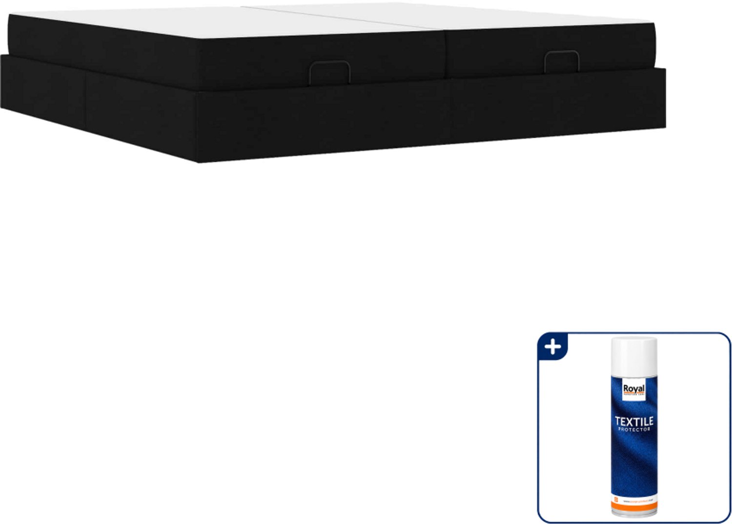 vidaXL 2-delig bed met matras - 200 x 200 cm - stof - zwart - Inclusief textielbeschermer 500 ml