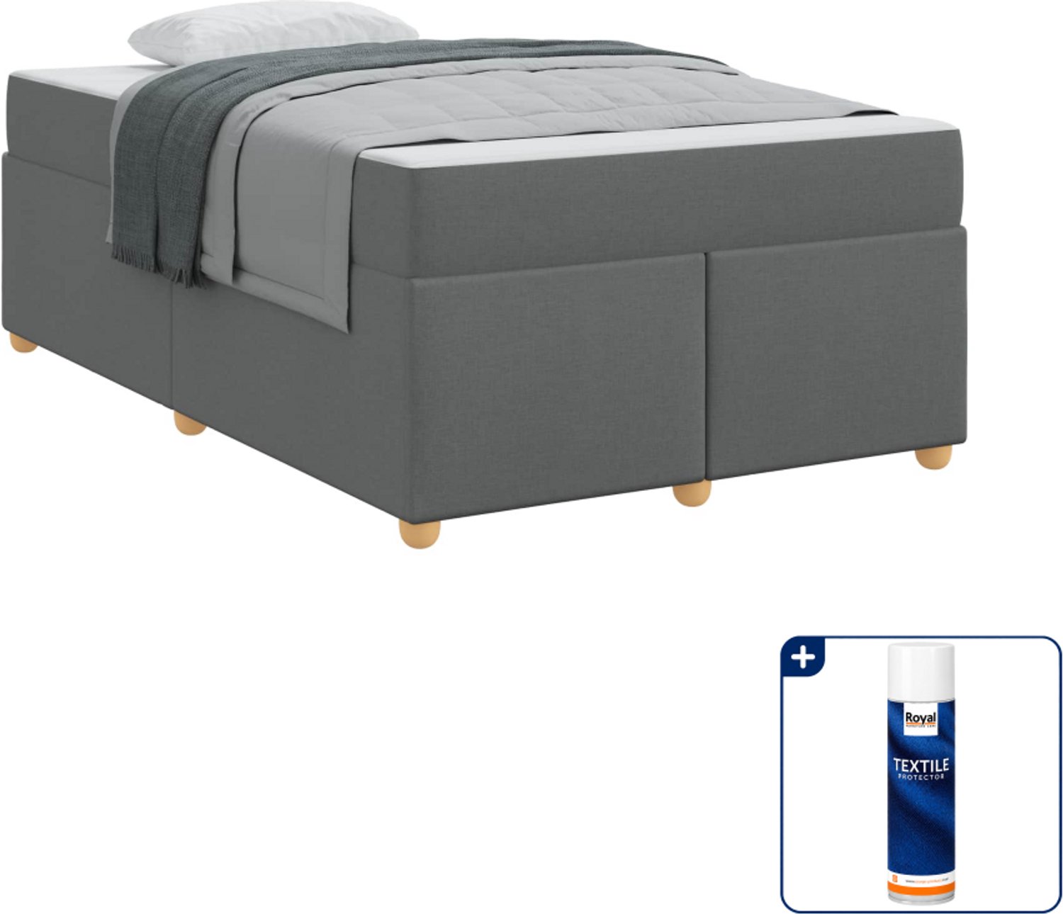 vidaXL Bed met matras - 120 x 200 cm - stof - donkergrijs - Inclusief textielbeschermer 500 ml Bruin