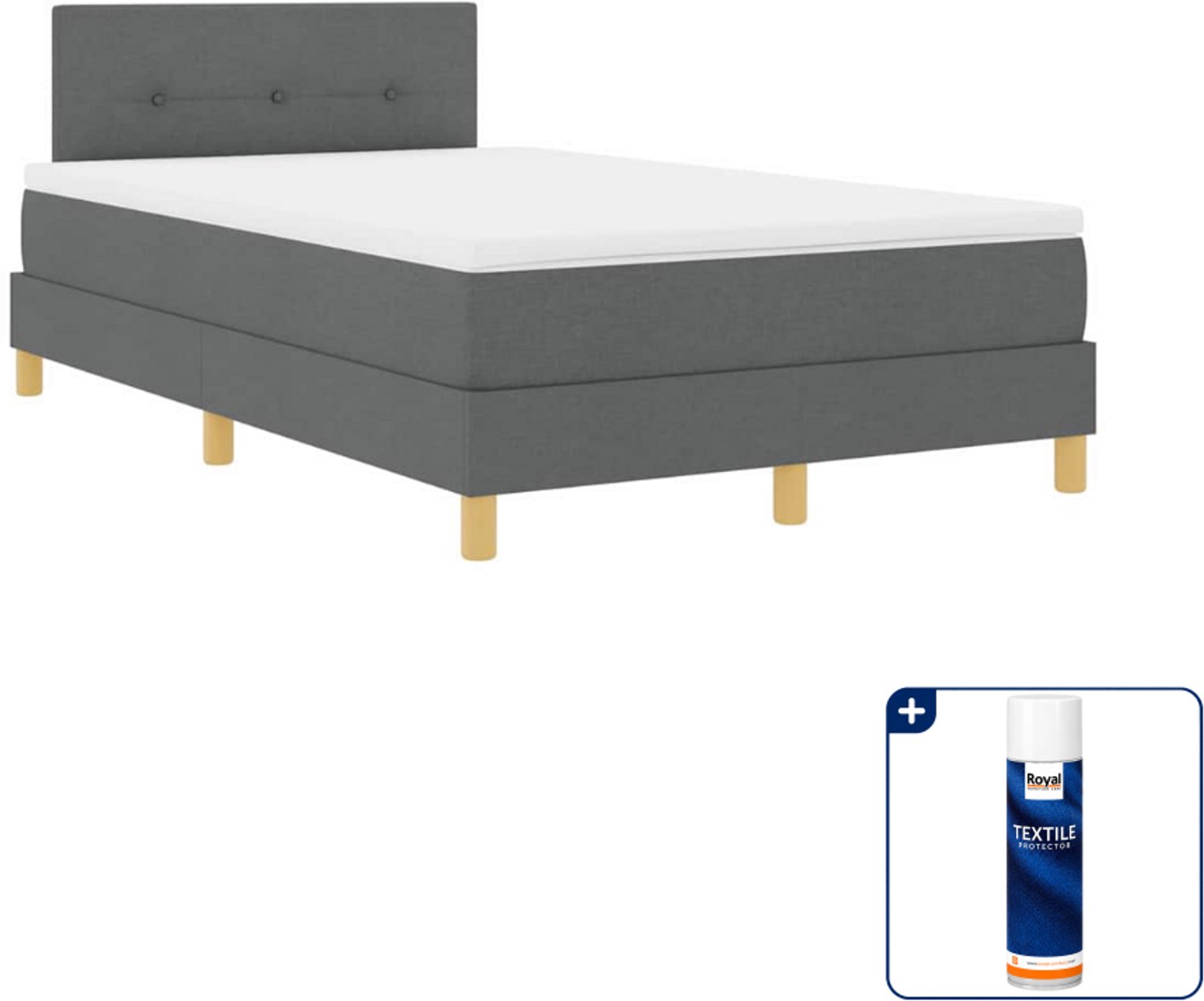 vidaXL led boxspring - 120 x 200 cm - donkergrijs - Inclusief textielbeschermer 500 ml