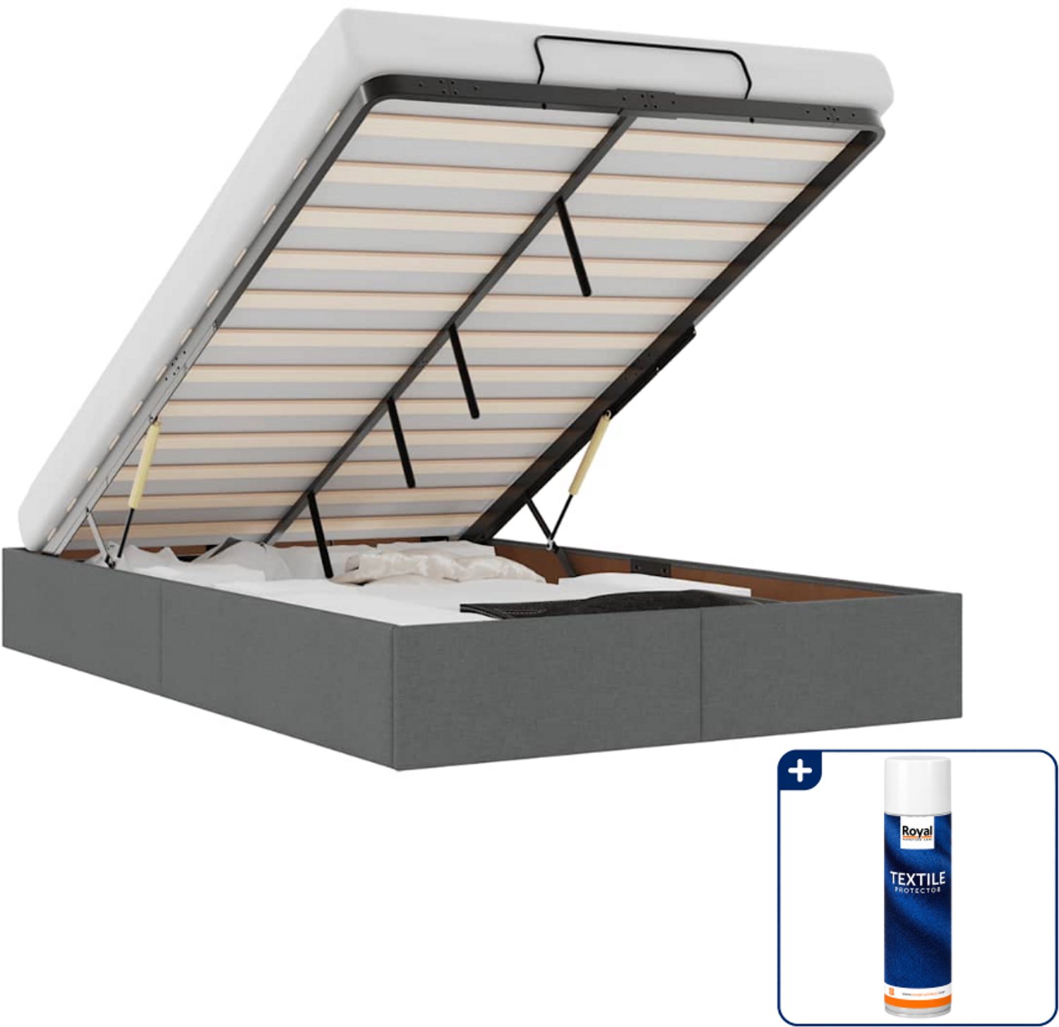 vidaXL bedframe - 120 x 200 cm - stof - donkergrijs - Inclusief textielbeschermer 500 ml Bruin