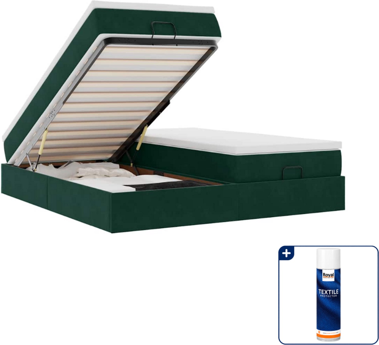 vidaXL ottoman bed - 200 x 200 cm - fluweel - donkergroen - Inclusief textielbeschermer 500 ml Roze