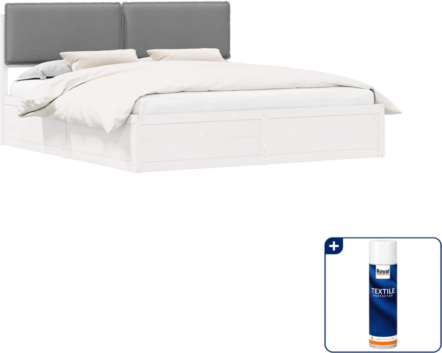 vidaXL bedframe - 200 x 200 cm - lichtgrijs - Inclusief textielbeschermer 500 ml Tan