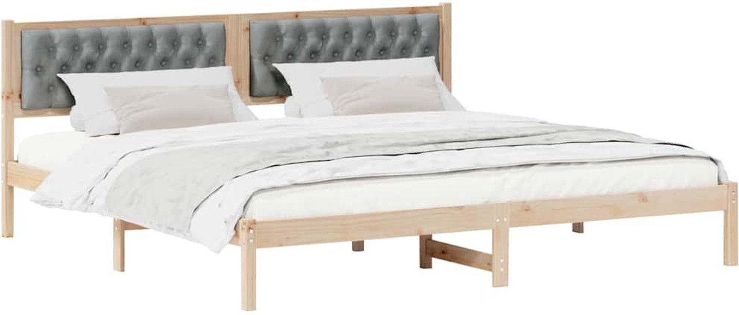 vidaXL Bedframe - 200 x 200 cm - massief grenenhout - lichtgrijs - Inclusief textielbeschermer 500 ml