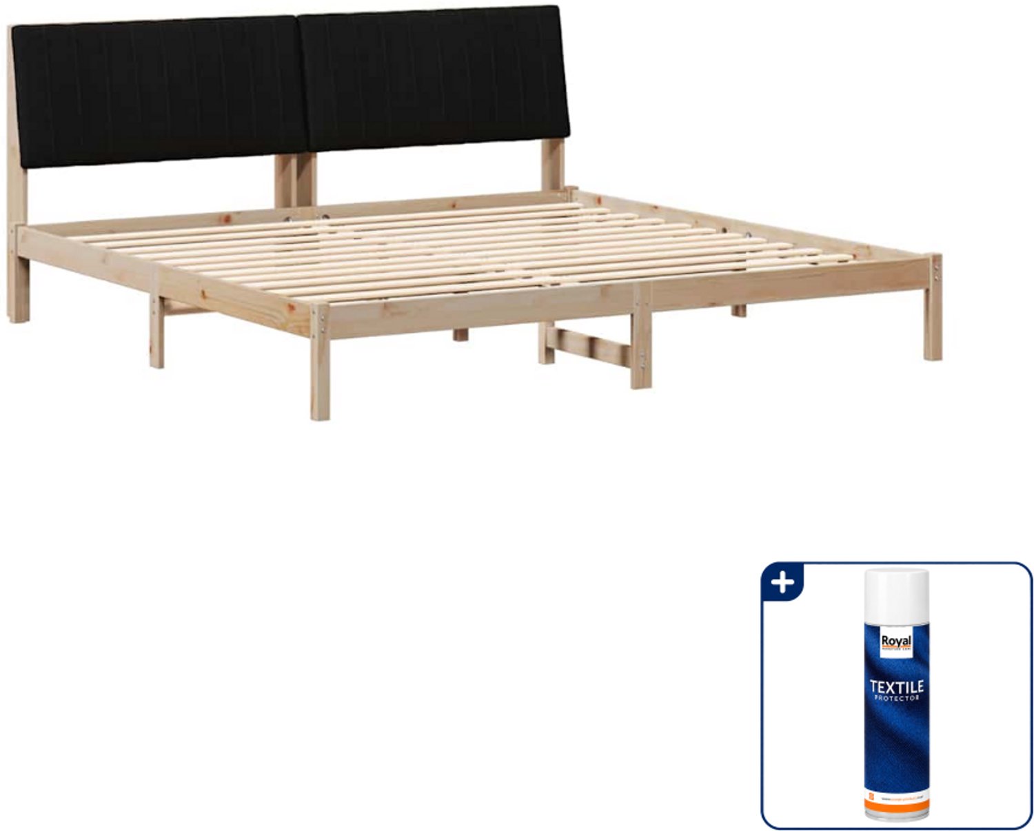 vidaXL Bedframe - 200 x 200 cm - massief grenenhout - bruin - Inclusief textielbeschermer 500 ml
