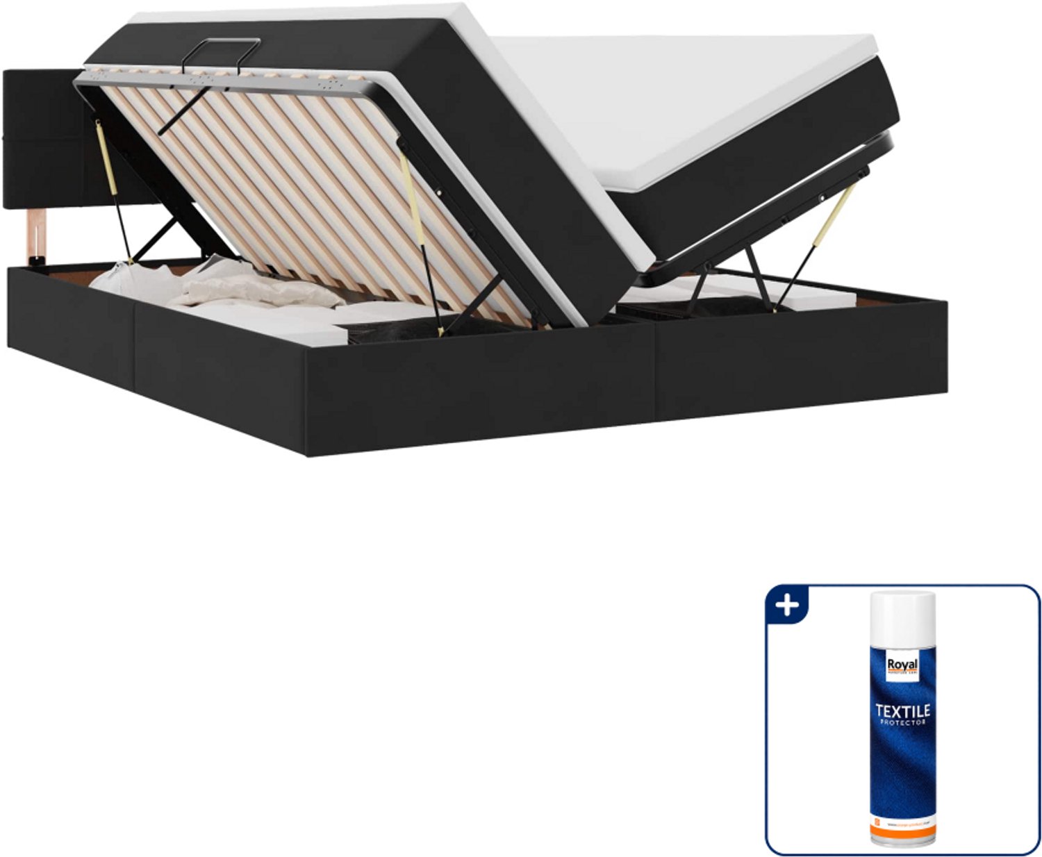 vidaXL opbergbedset 2 stuks - Kingsize - 180 x 200 cm - zwart - Inclusief textielbeschermer 500 ml Groen