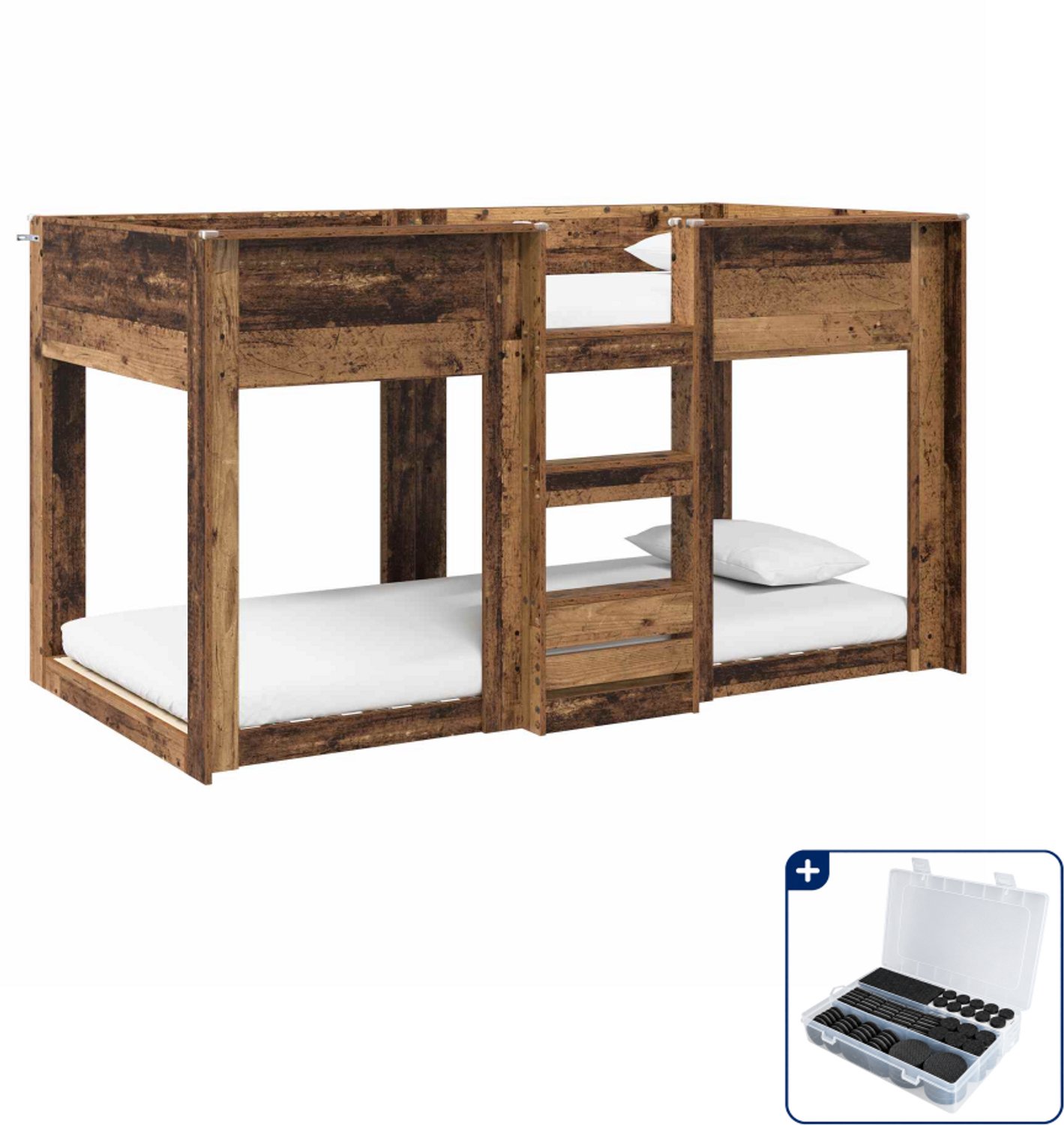vidaXL stapelbed - 75 x 190 cm - oudhout - Inclusief antikrasvilt 177-delig Grijs