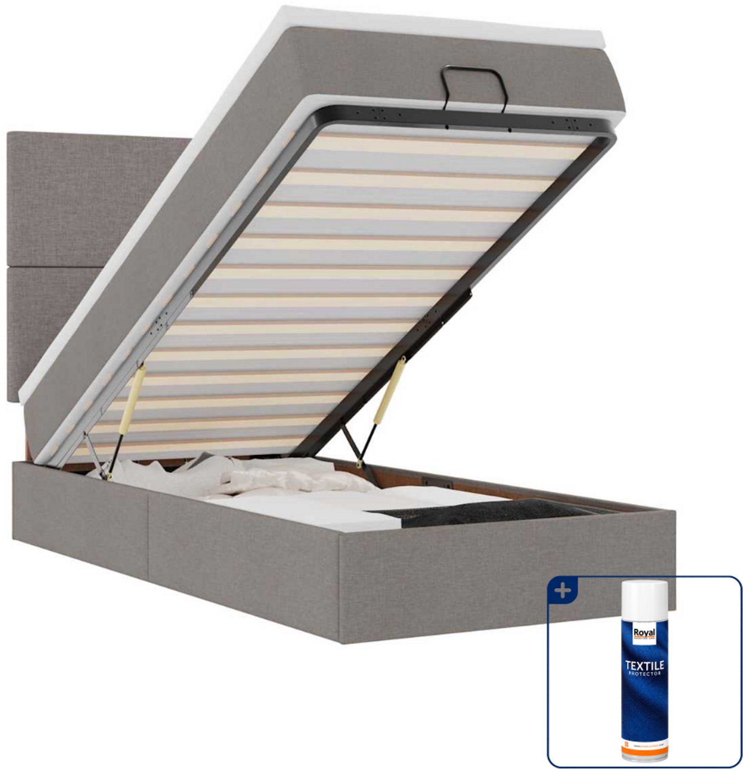 vidaXL ottoman bed - 80 x 200 cm - stof - taupe - Inclusief textielbeschermer 500 ml Blauw